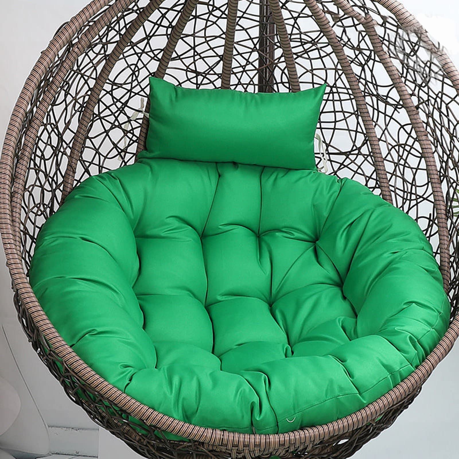 Cojín grueso colgante para silla de huevo con cojín suave para columpio y almohada, cojín relajante para interiores y exteriores, para soporte de metal, color verde (105 x 90 cm)
