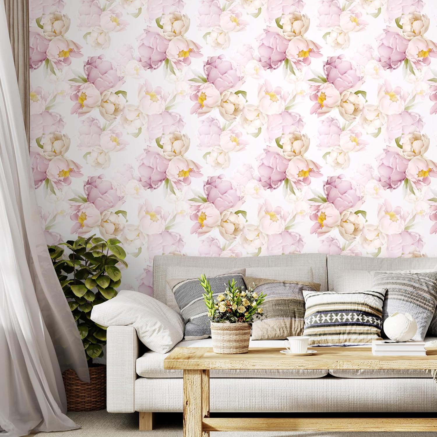 Pink Floral Peel and Stick Wallpaper Floral Contact Paper for Cabinets and Drawers Lavender Stick on Wallpaper for Bathroom Bedroom Removable Self Adhesive Pink Flower Wall Paper 17.5"x102"