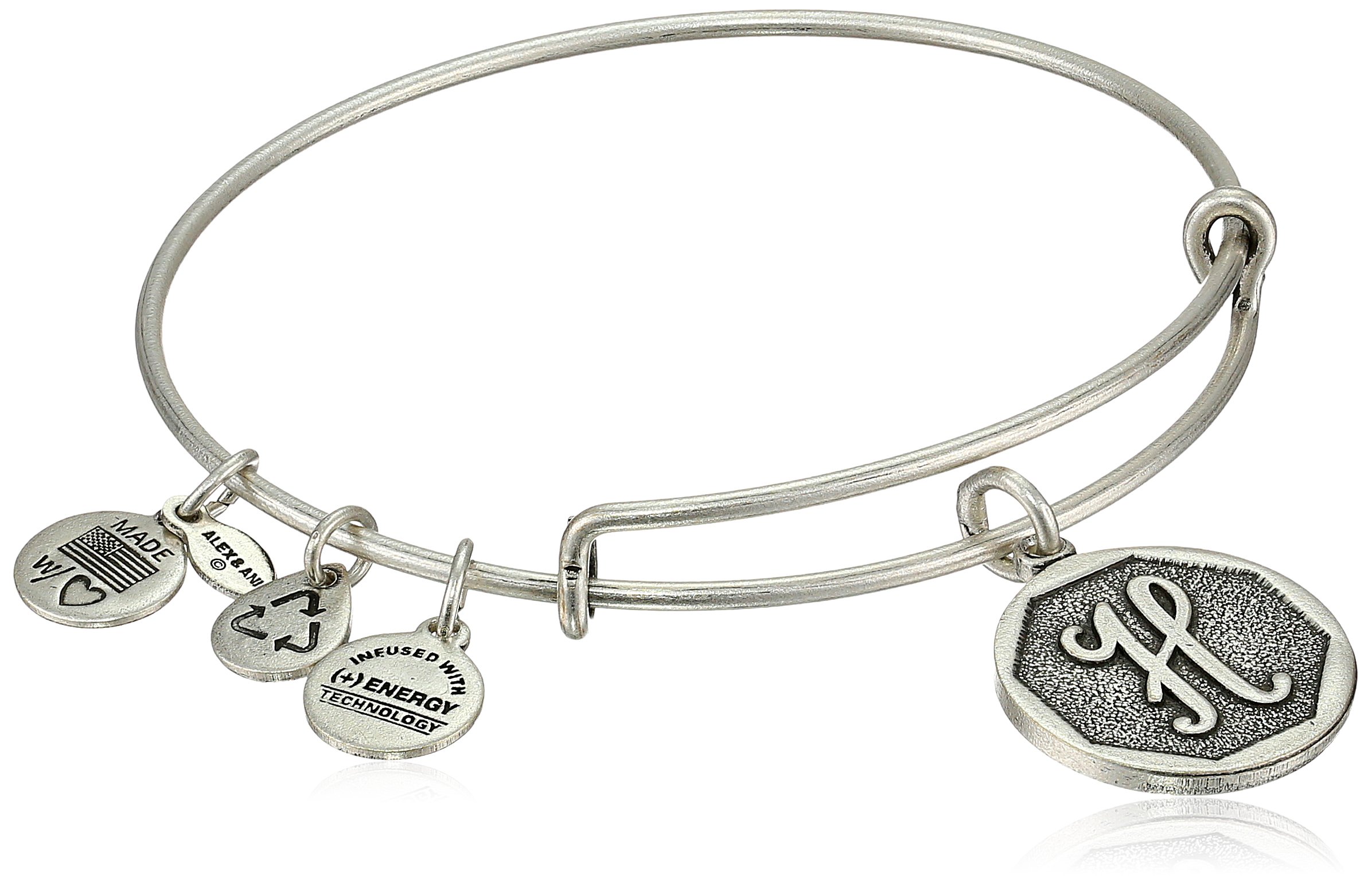 Alex and Ani Rafaelian Silver-Tone Initial "H" Expandable Wire Bangle Bracelet, 2.5"