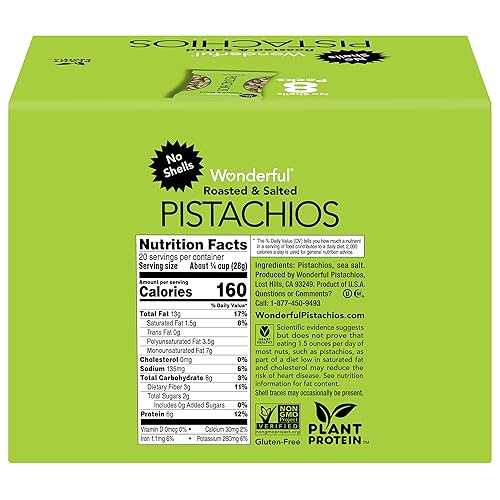 Miniatura 8 de Wonderful Pistachios Honey Roasted - Pistachos tostados con miel, sin cáscara, 2.25 onzas (paquete de 8 unidades)