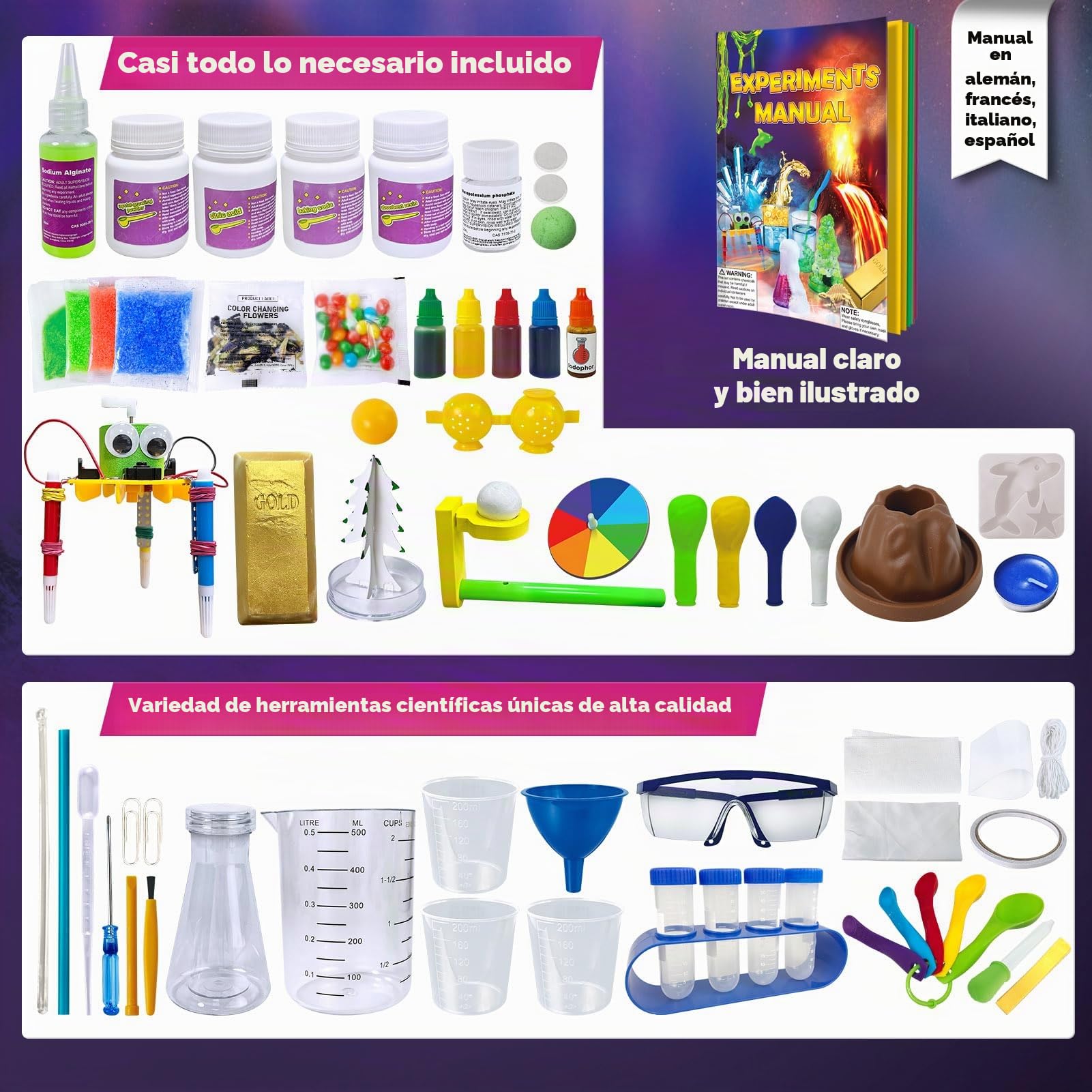 UNGLINGA Kits de Ciencia de 150 experimentos para niños, proyectos Stem Juguetes educativos para niños, Ideas de Regalo de cumpleaños