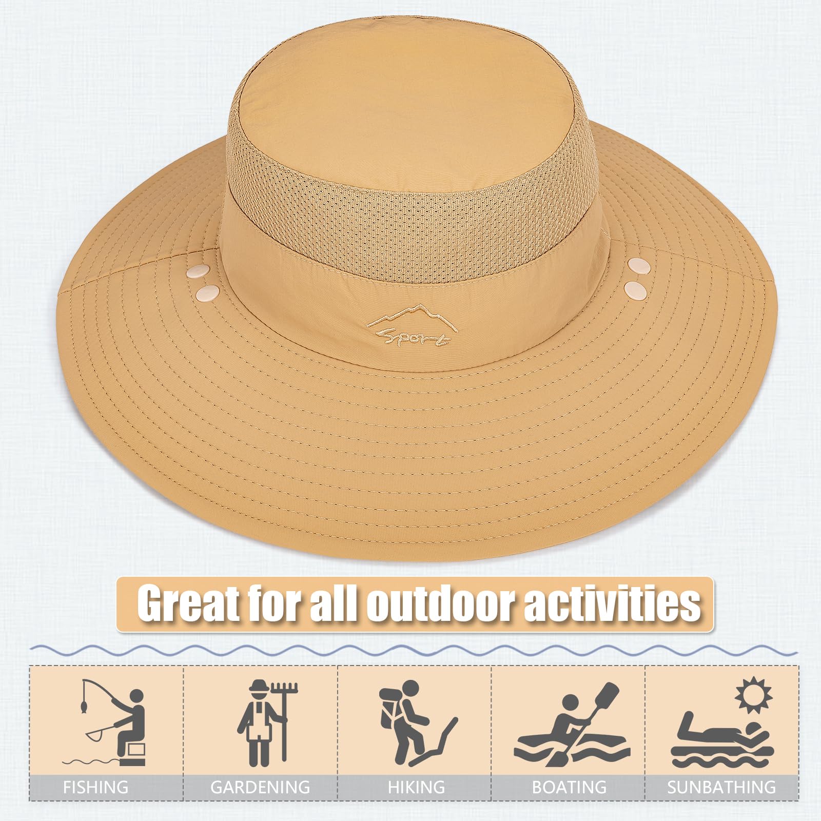 TAGVO Sombreros de Pesca para Hombre Mujer con Cubierta de Cuello Desmontable, Gorros de Pescador con Protección UPF 50+, Sombreros y Gorras de Sol Plegables para Cámping Excursionismo Caminando — view 7