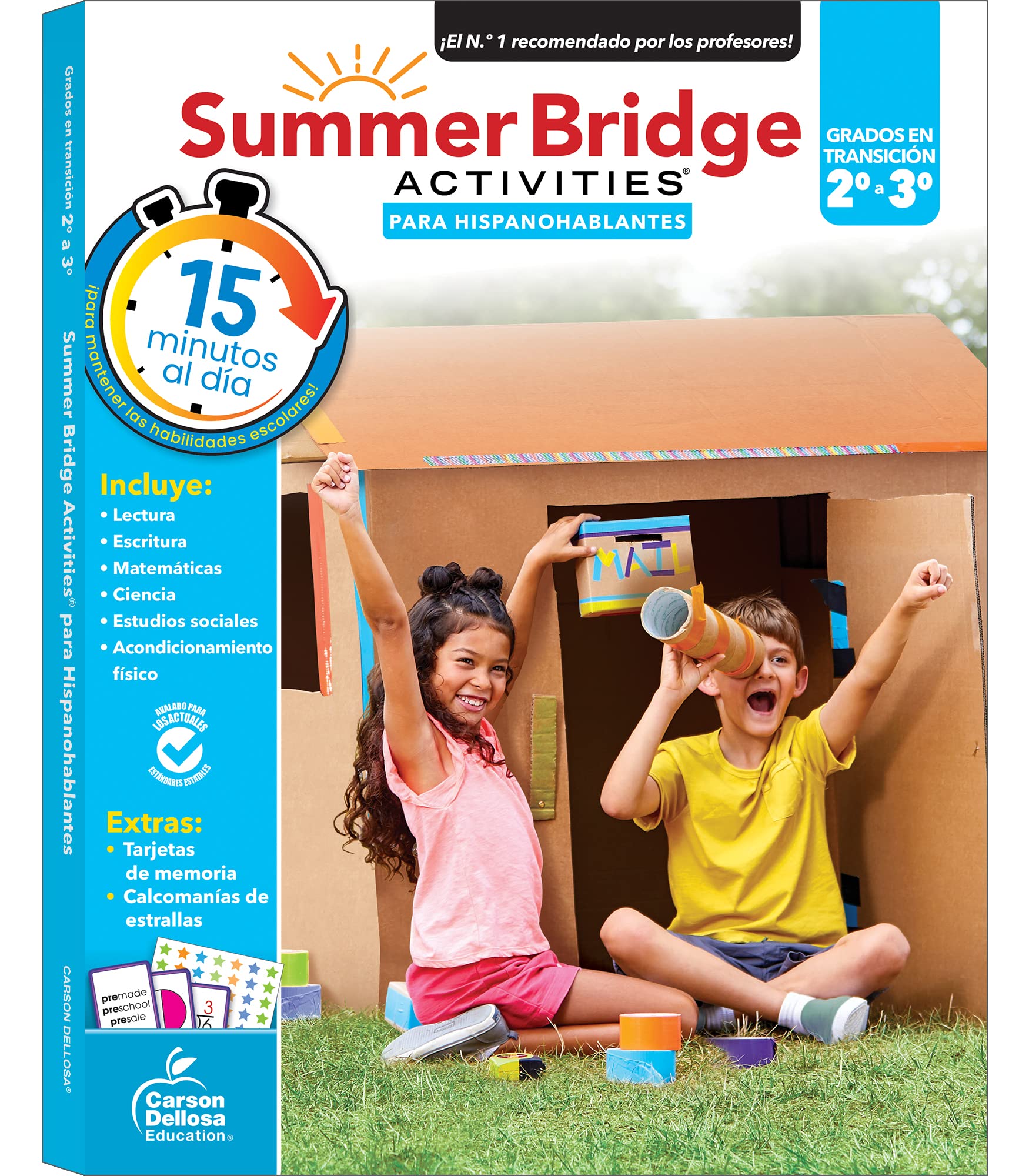 Summer Bridge Activities® Spanish Workbook, Bridging Grade 2 to 3 in Just 15 Minutes a Day, Reading, Writing, Math, Science, Social Studies, Summer Learning Activity Book With Spanish Flash Cards