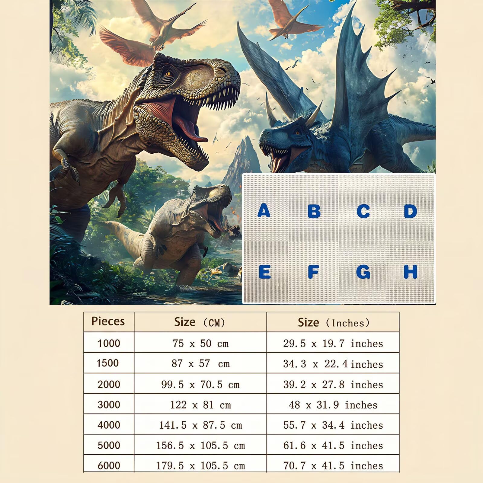 Dinosauro fiamma Puzzle 1500 Pezzi per Adulti, Puzzle in Legno - Collezione Classica con Poster Incluso - Sfida di Concentrazione e Passatempo Antistress, Gioco per Famiglia, 87 x 57 cm f0-596