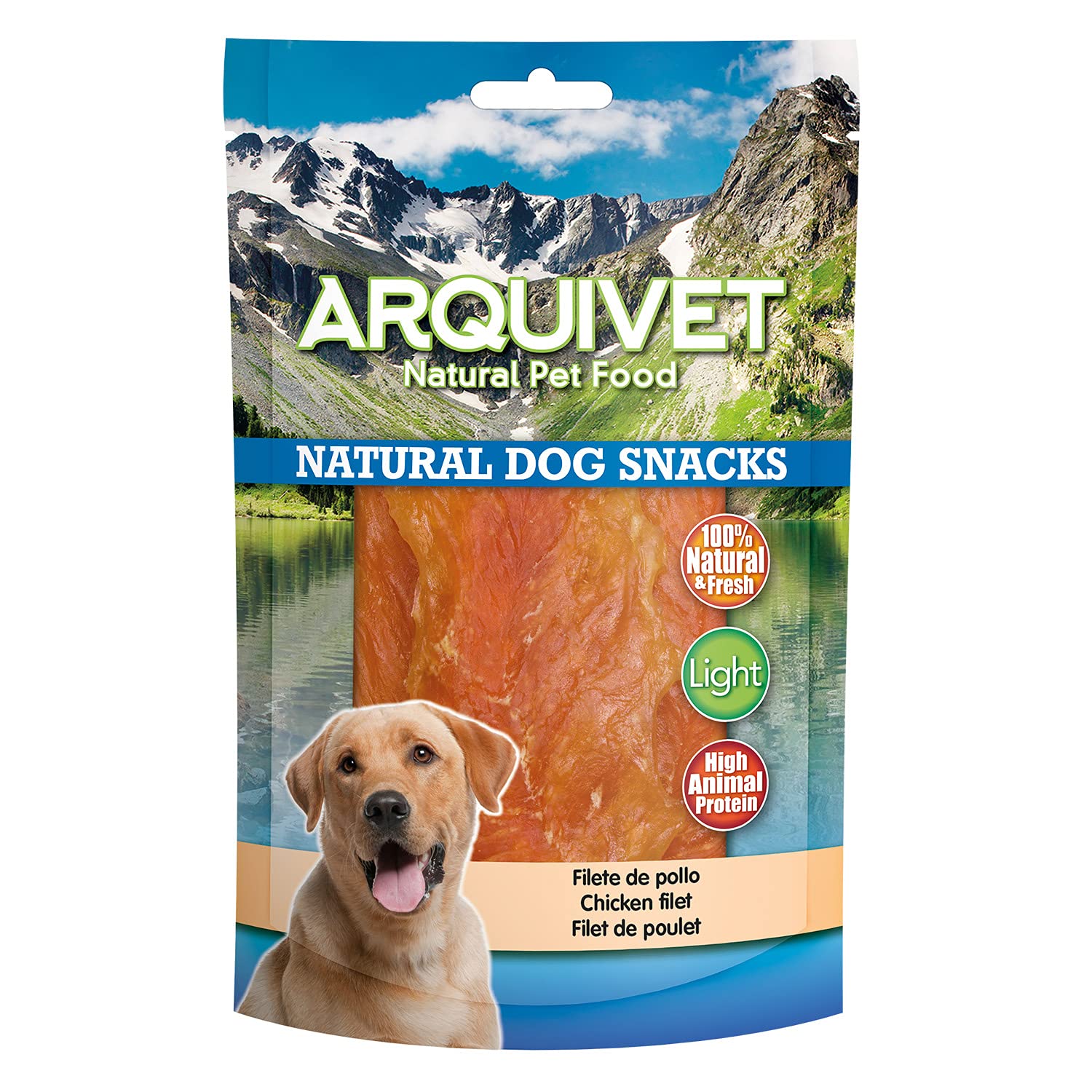 Arquivet Pack 12 Unidades Snacks Filete de Pollo 100 g - Natural Dog Snacks - 100% Natural - Chuches, premios, golosinas para Perros - Producto Light - Muy Rico en nutrientes