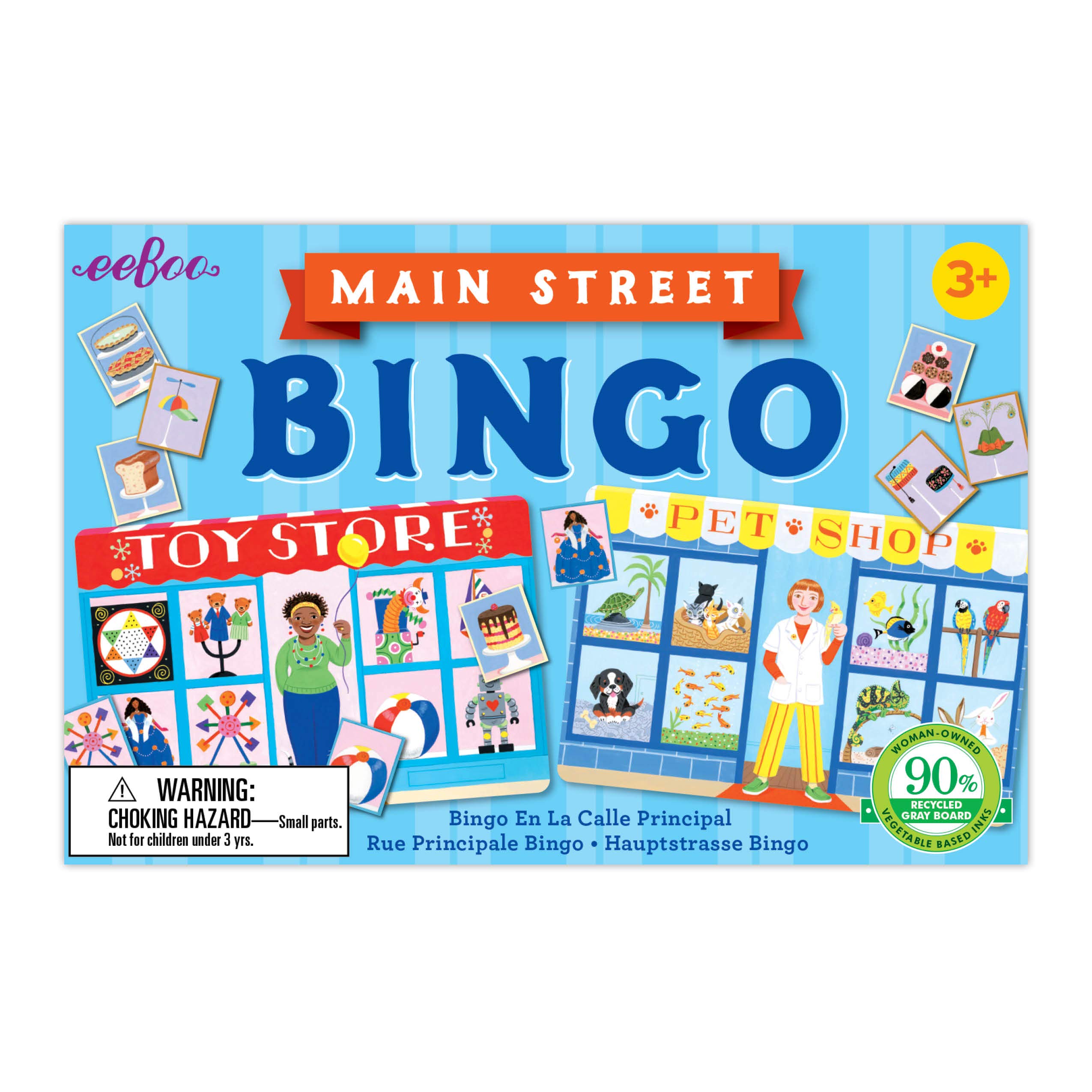 eeBoo: Main Street Little Bingo Game, Developmental and Educational, Allows for Recognition, Concentration, and Memory Skills, for Ages 3 and up