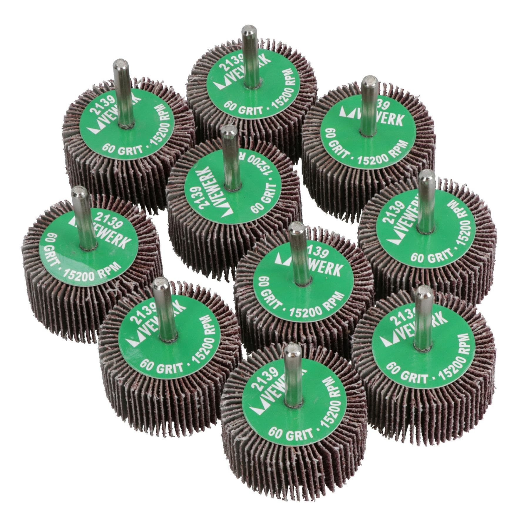 Almohadillas de lijado abrasivas de grano 60 de 50 mm para taladros, amoladoras, vástago de 6 mm, 60 unidades
