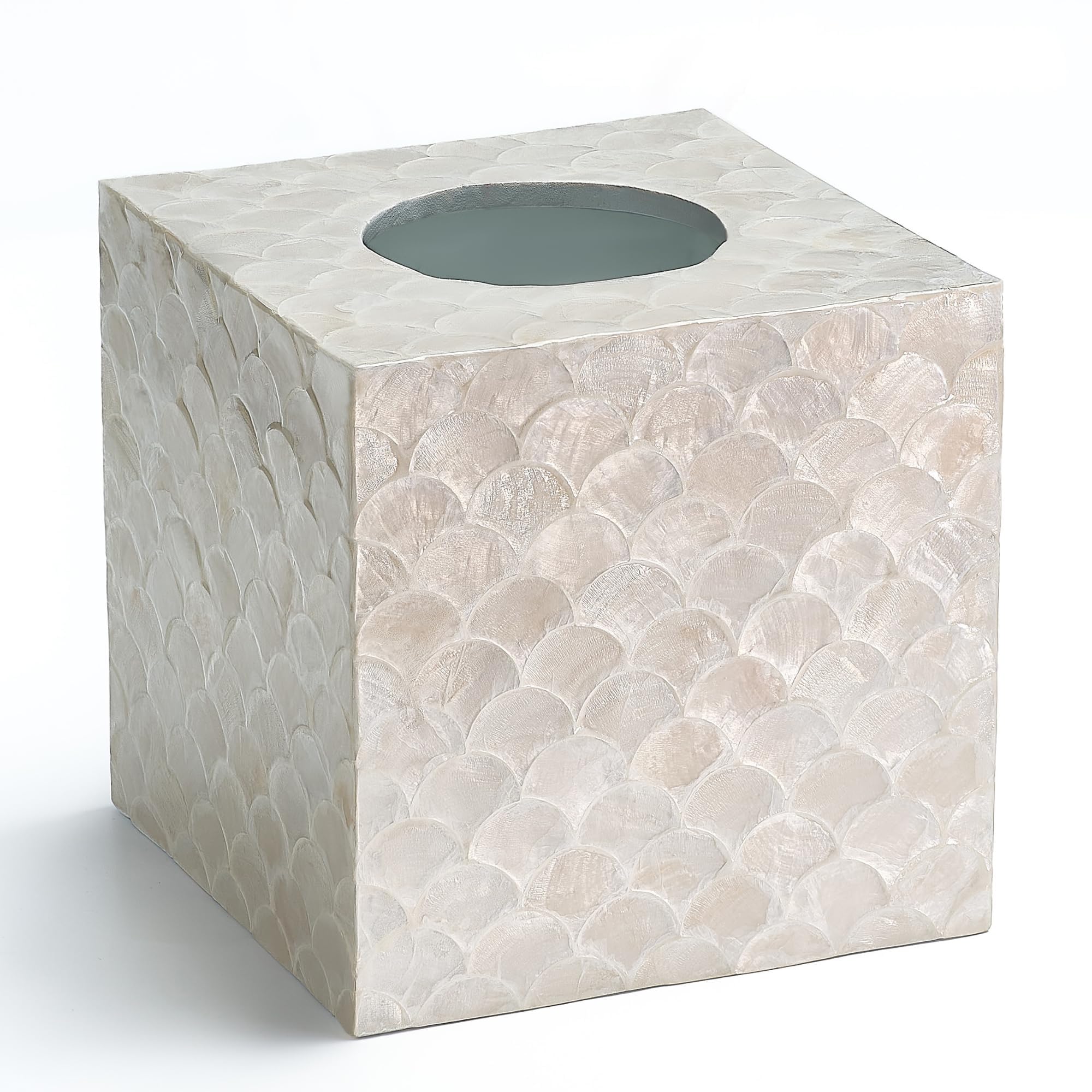 CHI AN HOME 5 8 Capiz Tissue Box Cover Square Decorative Tissue Holder with Bottom Slider Handmade Bathroom