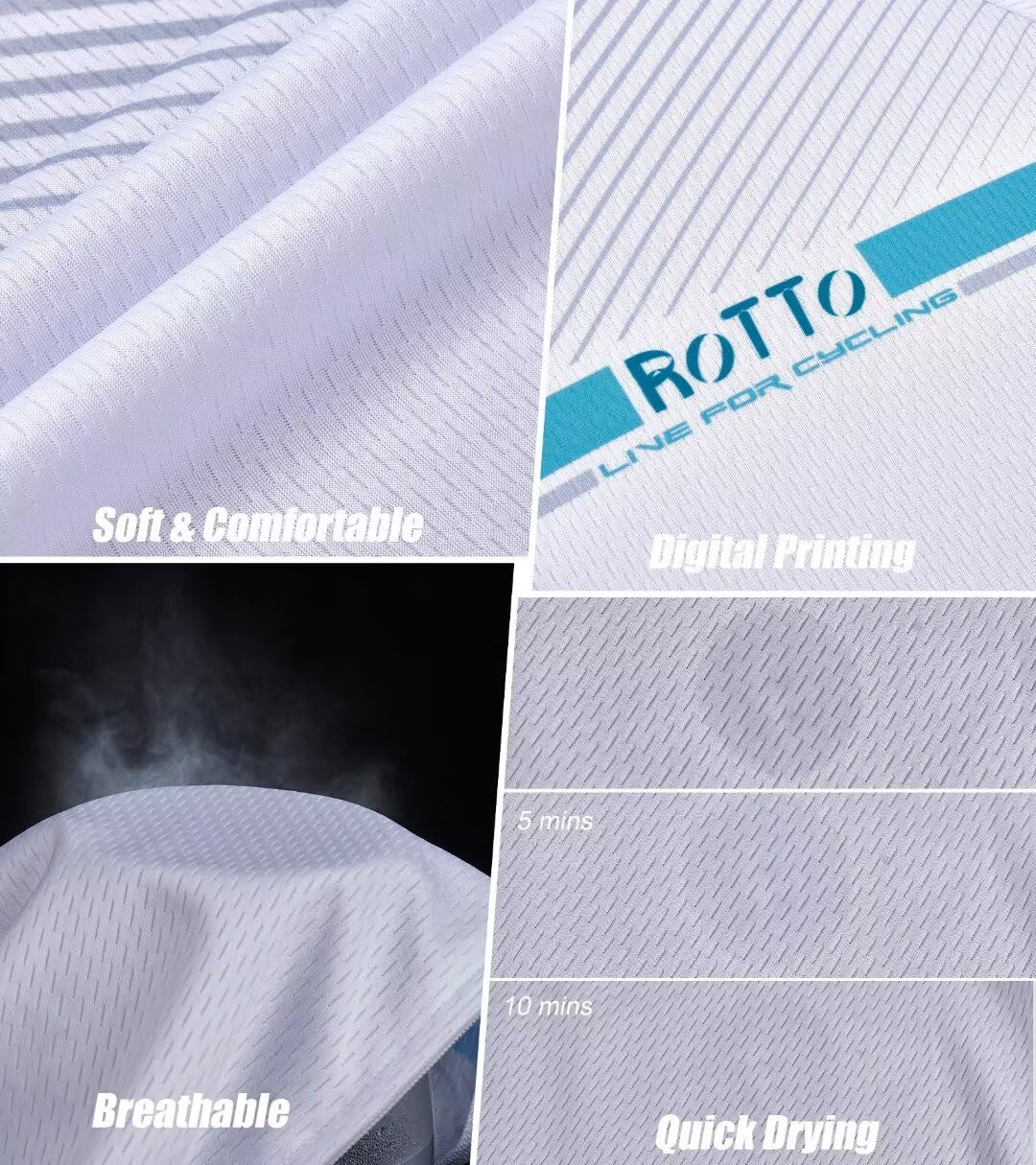 ROTTO Maillot Cyclisme Homme Manches Longues Vetement Cycliste pour VTT vélos de Route avec Poche