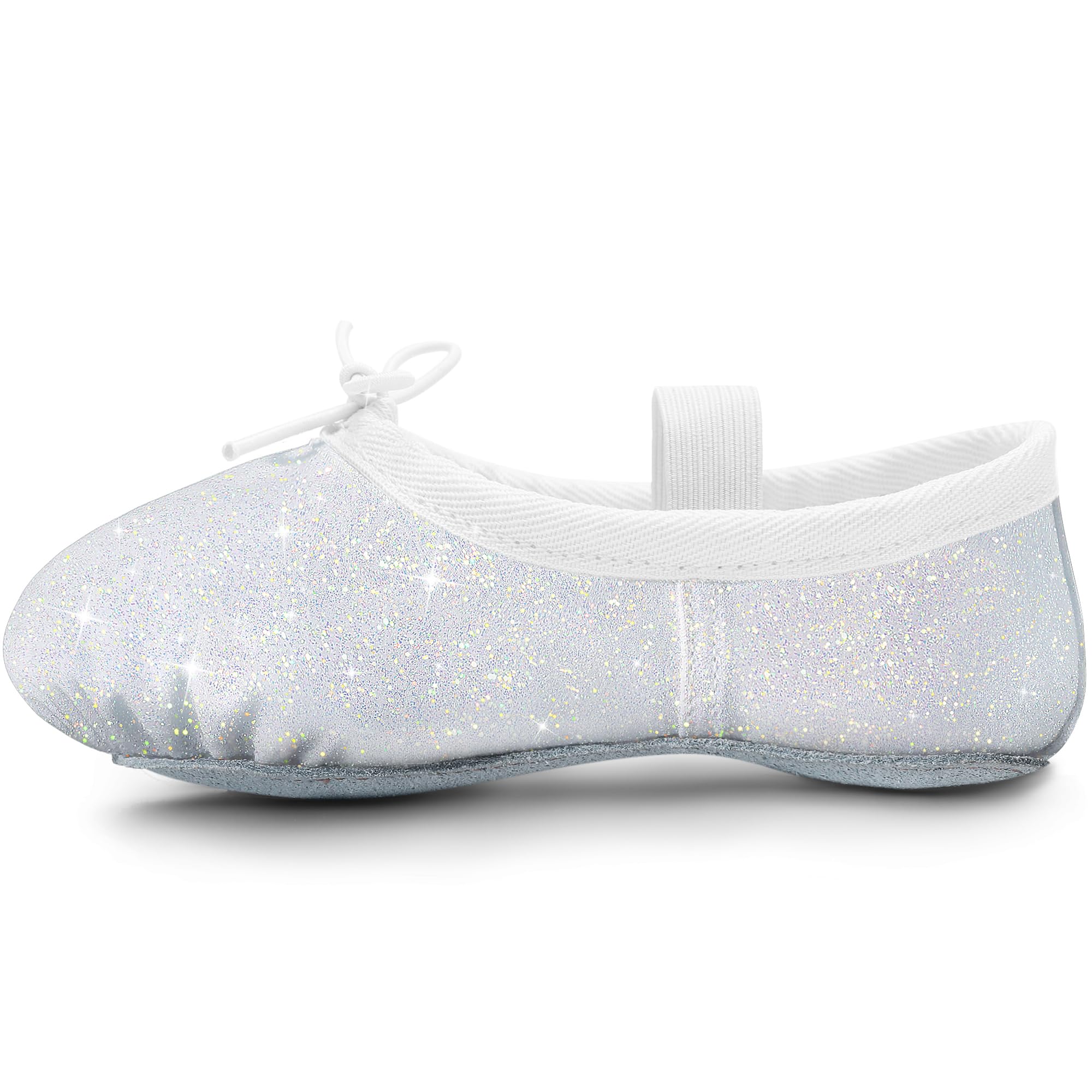 Zapatos de ballet para niñas con purpurina, piel y suela completa