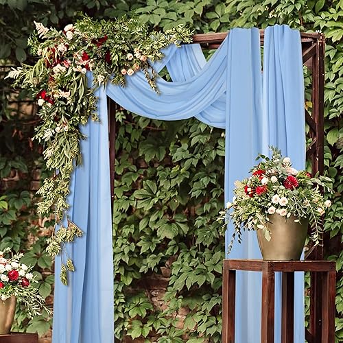 Miniatura 3 de 2 paneles de gasa para arco de boda de 20 pies, tela drapeada para banquetes de boda, lavanda, ceremonia, recepción, cortinas de gasa para