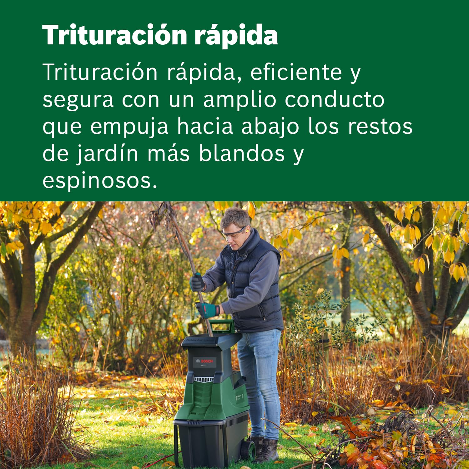 Bosch desmenuzadora de jardín con turbina AXT 25 TC (2500 W; apta para madera y residuos duros de jardín; caja de recogida integrada de 53 L)