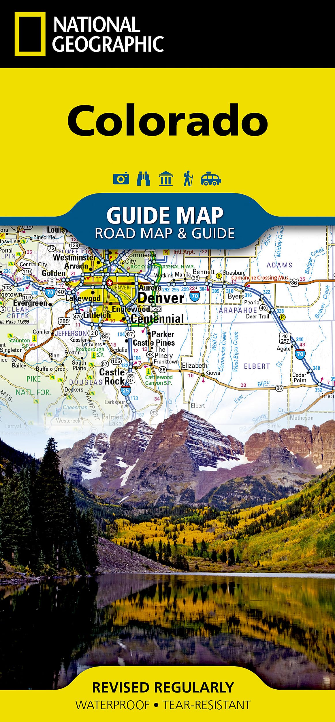 Colorado Map – Waterproof Travel Guide Map by National Geographic | Detailed Road & Recreation Map with Cities, Scenic Byways, and National Parks | ... Foldable Map (National Geographic Guide Map)