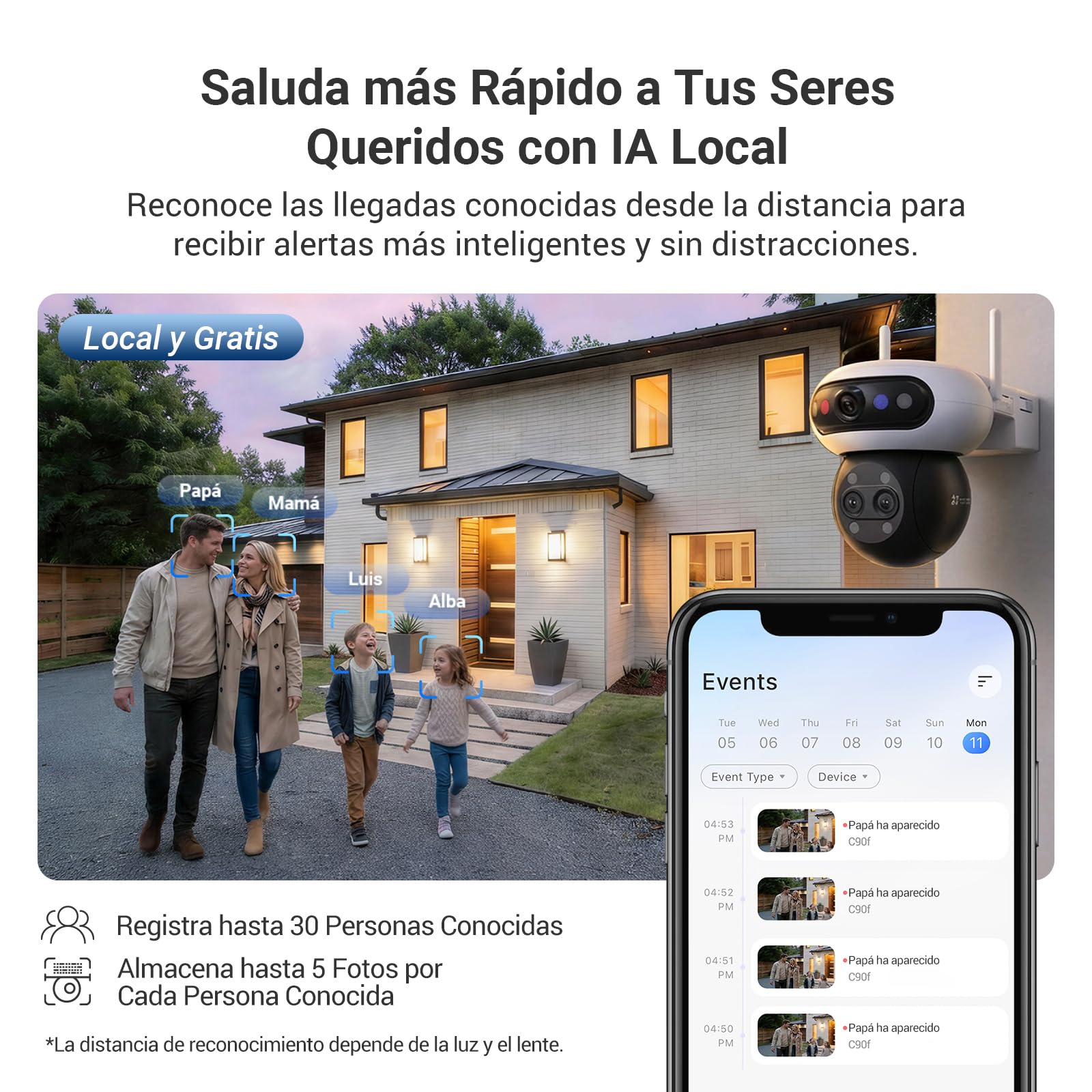 EZVIZ C90f Triple Cámara Vigilancia Exterior WiFi 6, 3K Cámara Triple Lente 360° con Zoom Mixto 12x, Motor Triple, Detección de Humanos/Vehículos IA, Reconocimiento Facial, Visión Nocturna en Color