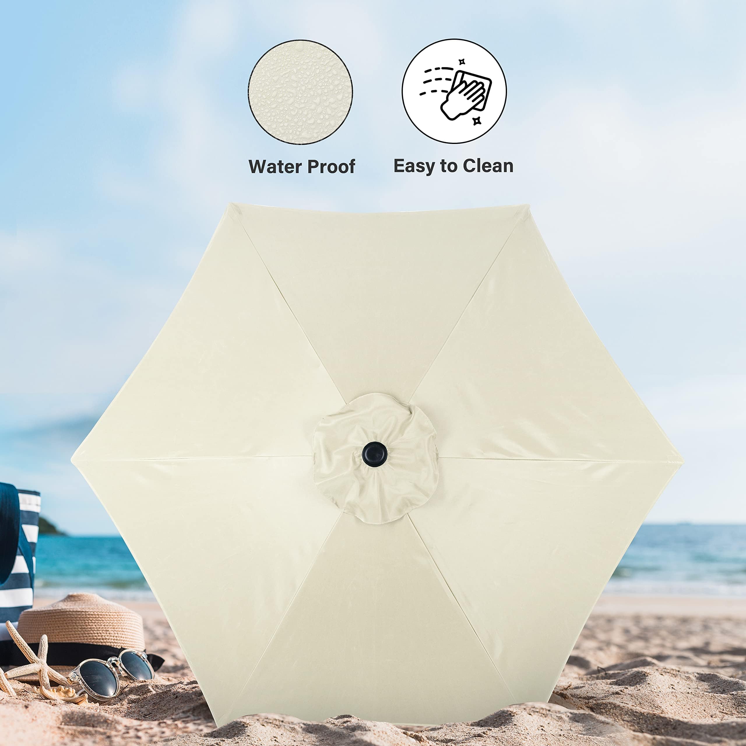 Simple Deluxe 2 Pack 9ft Patio Umbrella Outdoor Table Market Umbrella, 8 Sturdy Ribs for Garden, Deck, Backyard, Pool, Creamy White : Patio, Lawn & Garden