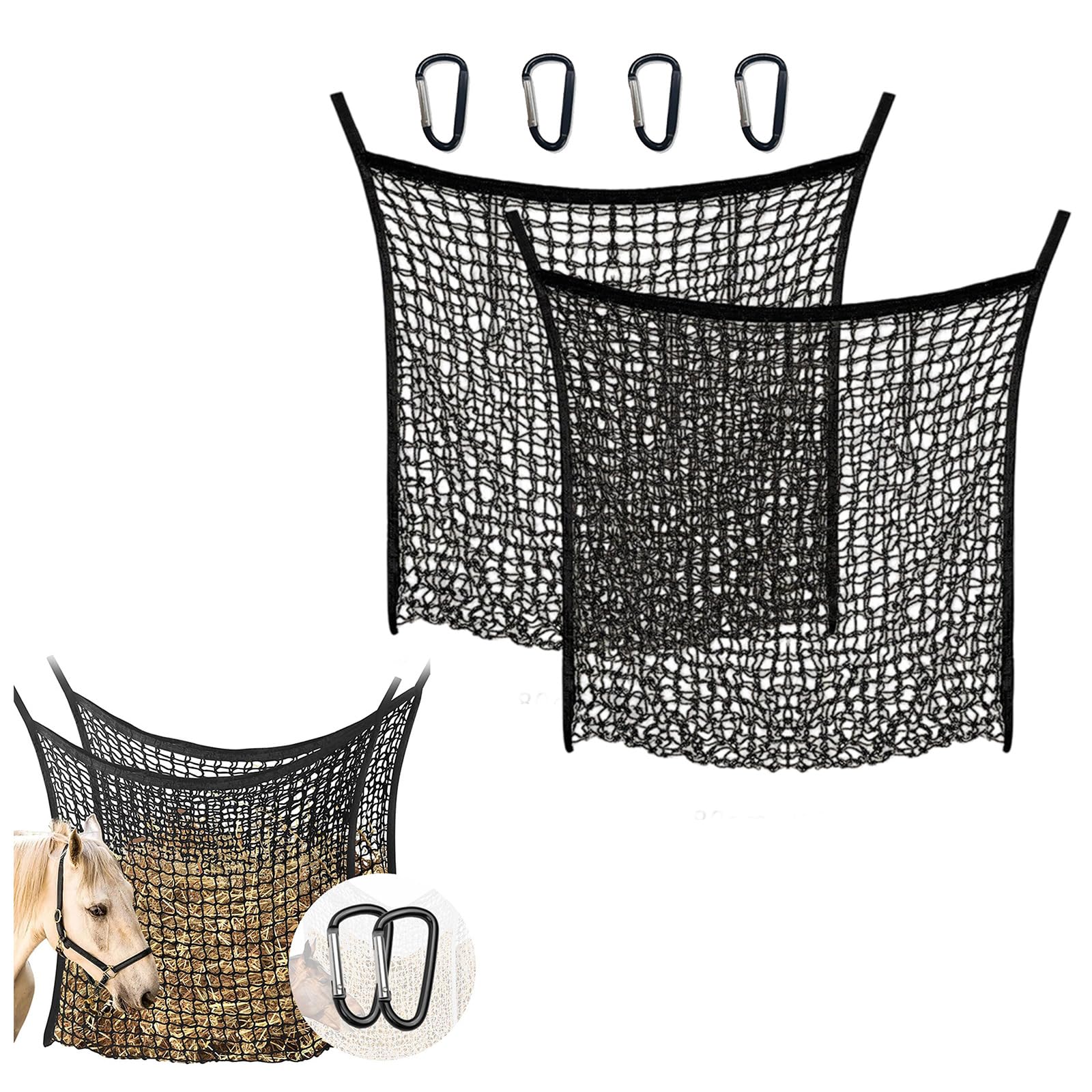 ordinarYone Set di 2 sacchetti a rete per fieno per cavalli di grande capacità con design facile da appendere per stalle agricole forniture di alimentazione per cavalli