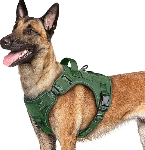 rabbitgoo Arnés para perros pequeños, medianos y grandes, chaleco de servicio táctico militar sin tirones con tiras reflectantes y asa de control,
