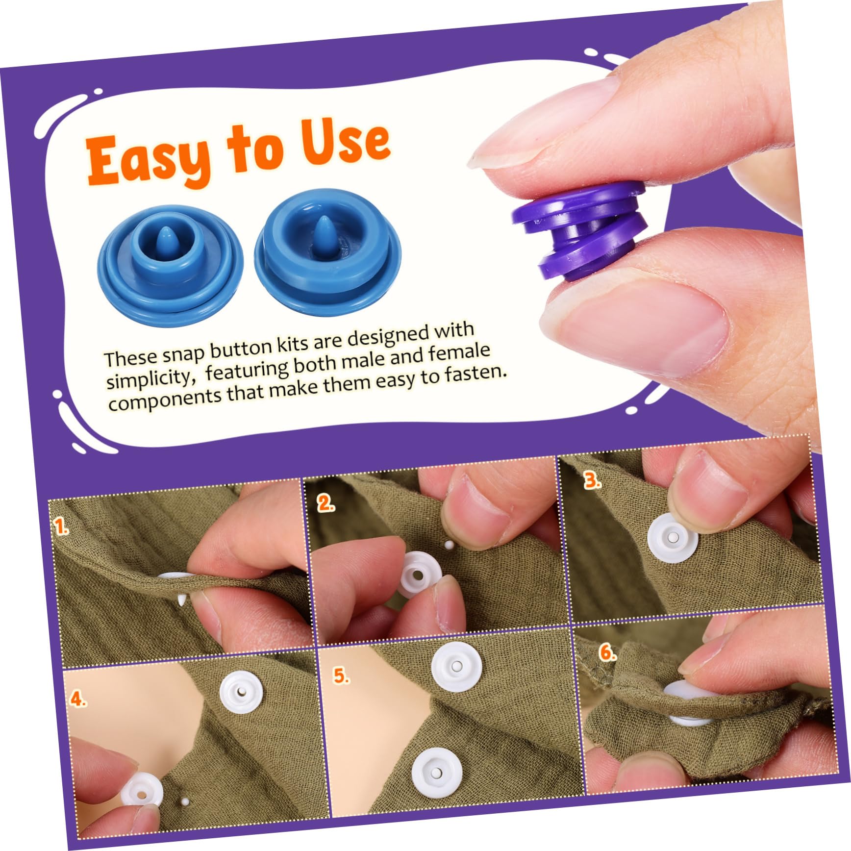 NUOBESTY 5 Juegos Botones De Plastico Broches Para Coser Sin Broches De Coser Botones a Presión Broches Para Ropa Botones Para Coser Broches De Costura Quebrar Broches De Ropa Cierre Resina