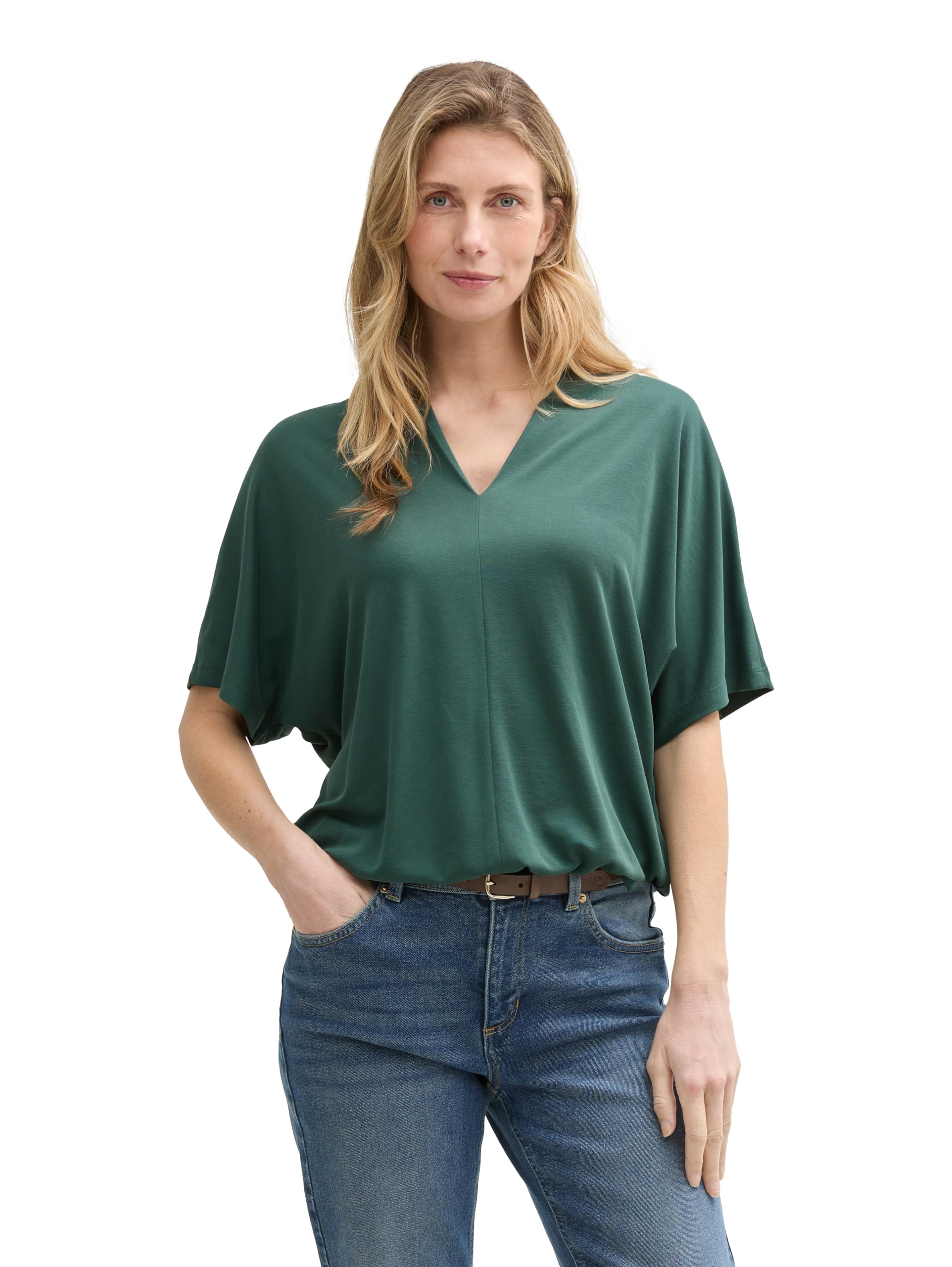 Tom Tailor Damen T-Shirt mit V-Ausschnitt