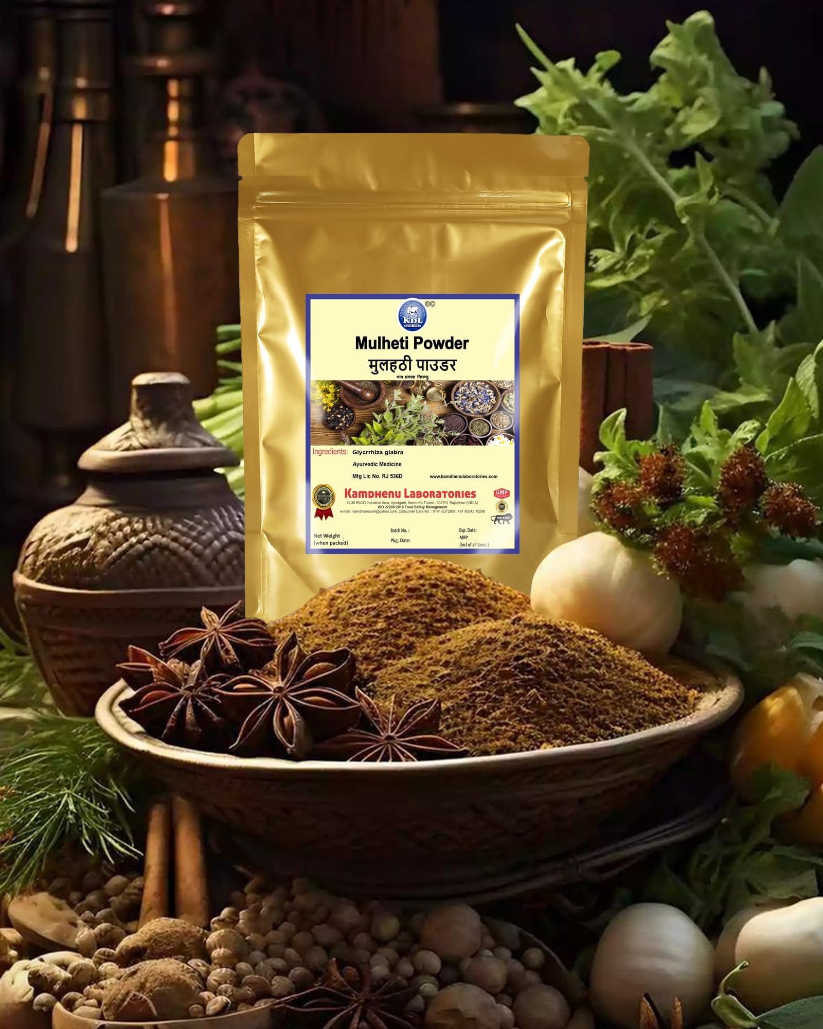 Kamdhenu Mulethi Powder | Glycyrrhiza glabra| 100 grams| Liquorice| Licorice root | Mulethi powder for face, skin, body and eating — Amazon image 2