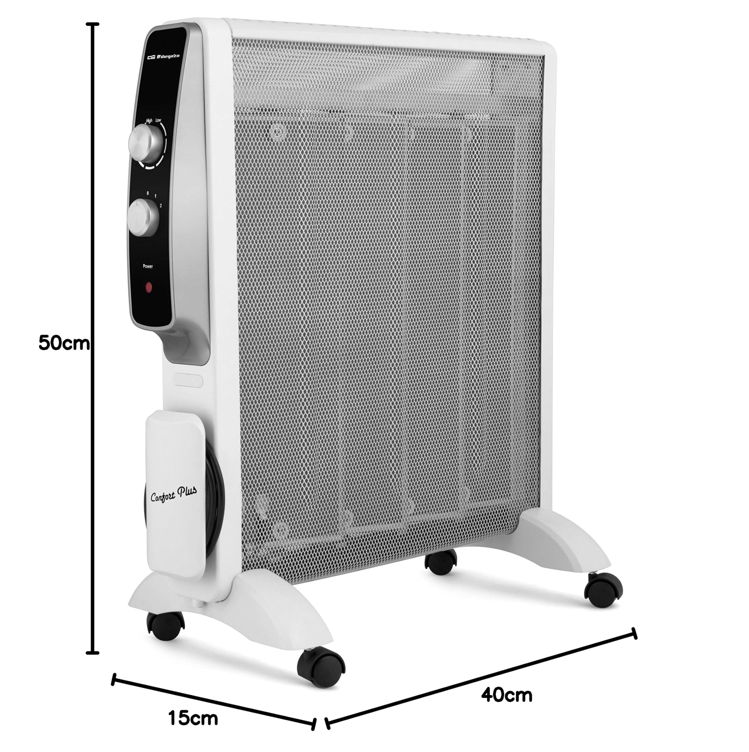 Orbegozo RMN 2075. Radiador eléctrico bajo consumo, Mica System, rápida convección y difusión del calor, sin fluido, silencioso, piloto luminoso, 2 potencias de 1000W y 2000 W
