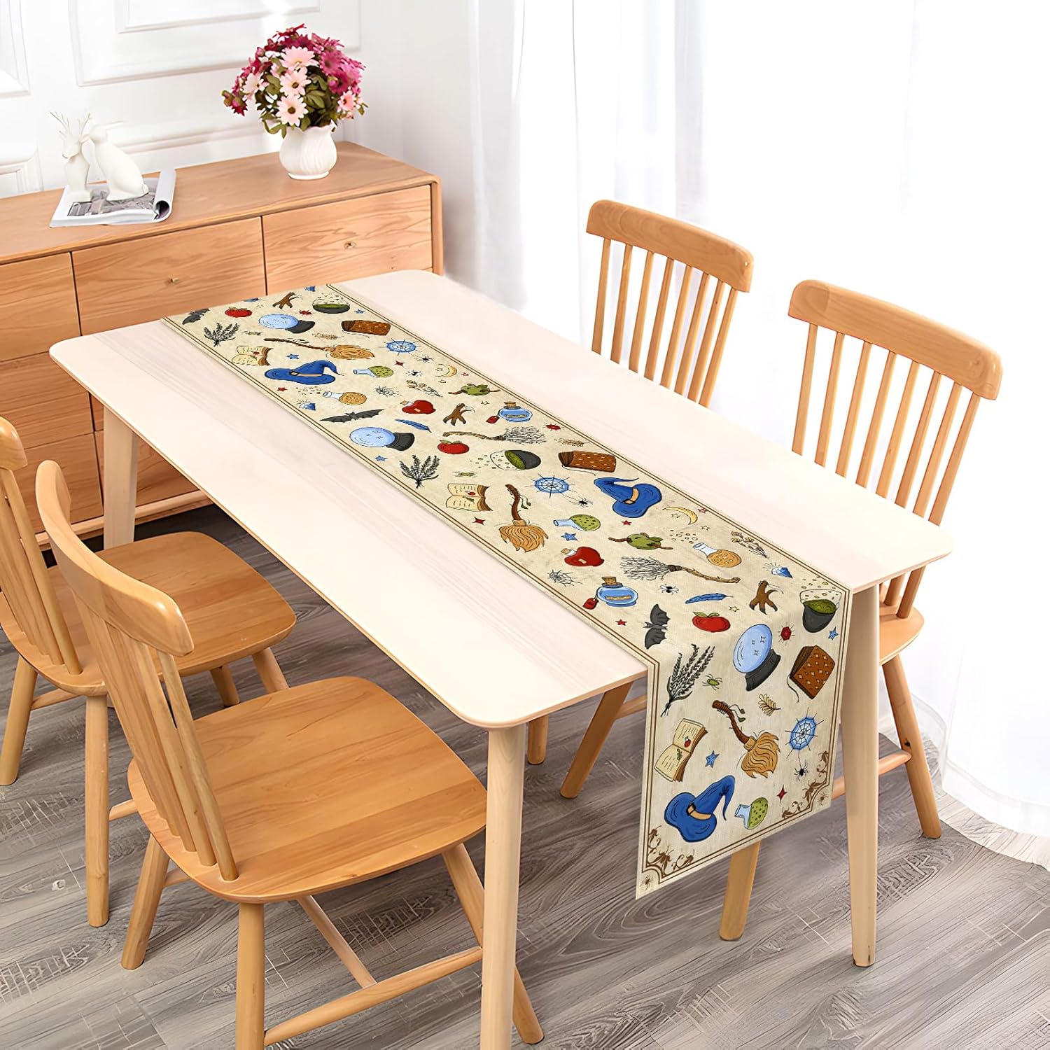 Vohado Magical Wizard Table Runner Fantasy Witch Theme Birthday Party Decoration Halloween Decoration Home Kitchen Island Decor - Image 4