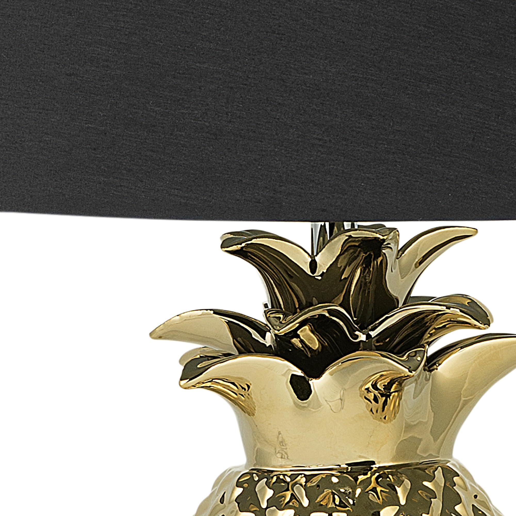 Beliani Stilvolle Tischleuchte Lampenfuß in Ananas Form gold/schwarz Keramik/Polyester