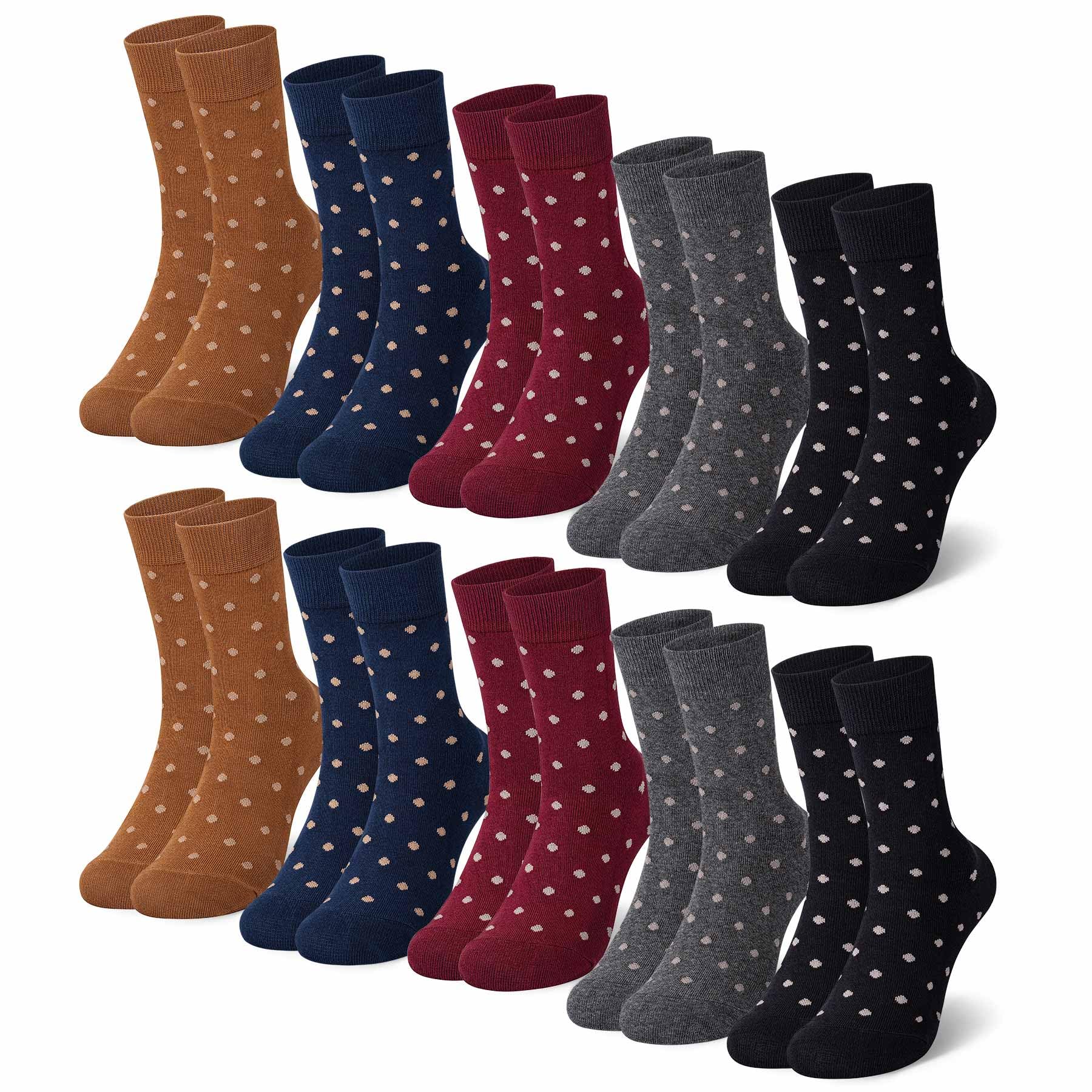 Falechay 10 Paar Socken Damen 39-42 35-38 Sportsocken für Damen Mehrfarbig Mit Streifen Punkte Damensocken Baumwollesocken