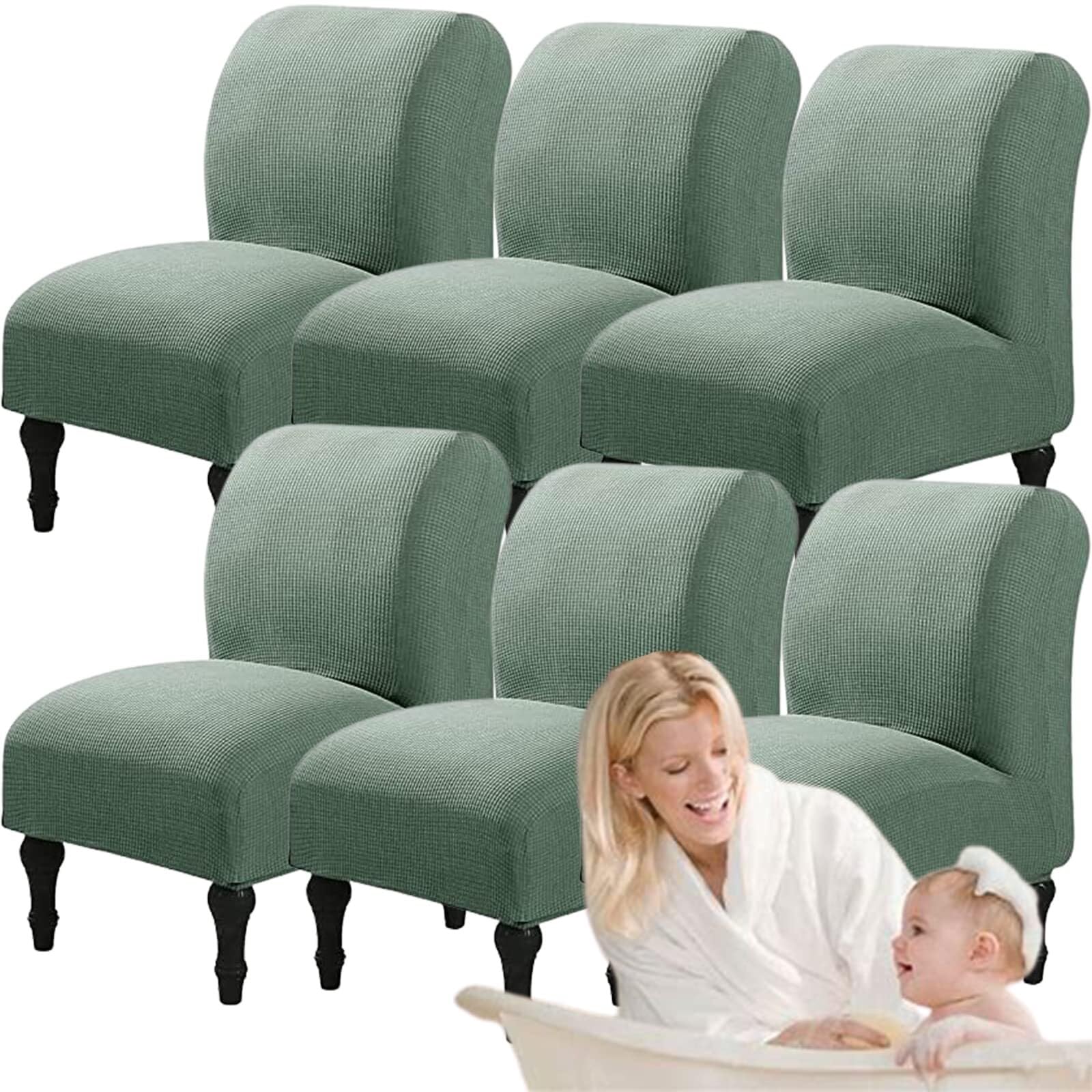 NMVAWIPT Armless Accent Chair Covers, Polyester+Spandex Stretch Slipcover, Removable Furniture Protector, For Home Hotel(#11,6pcs)