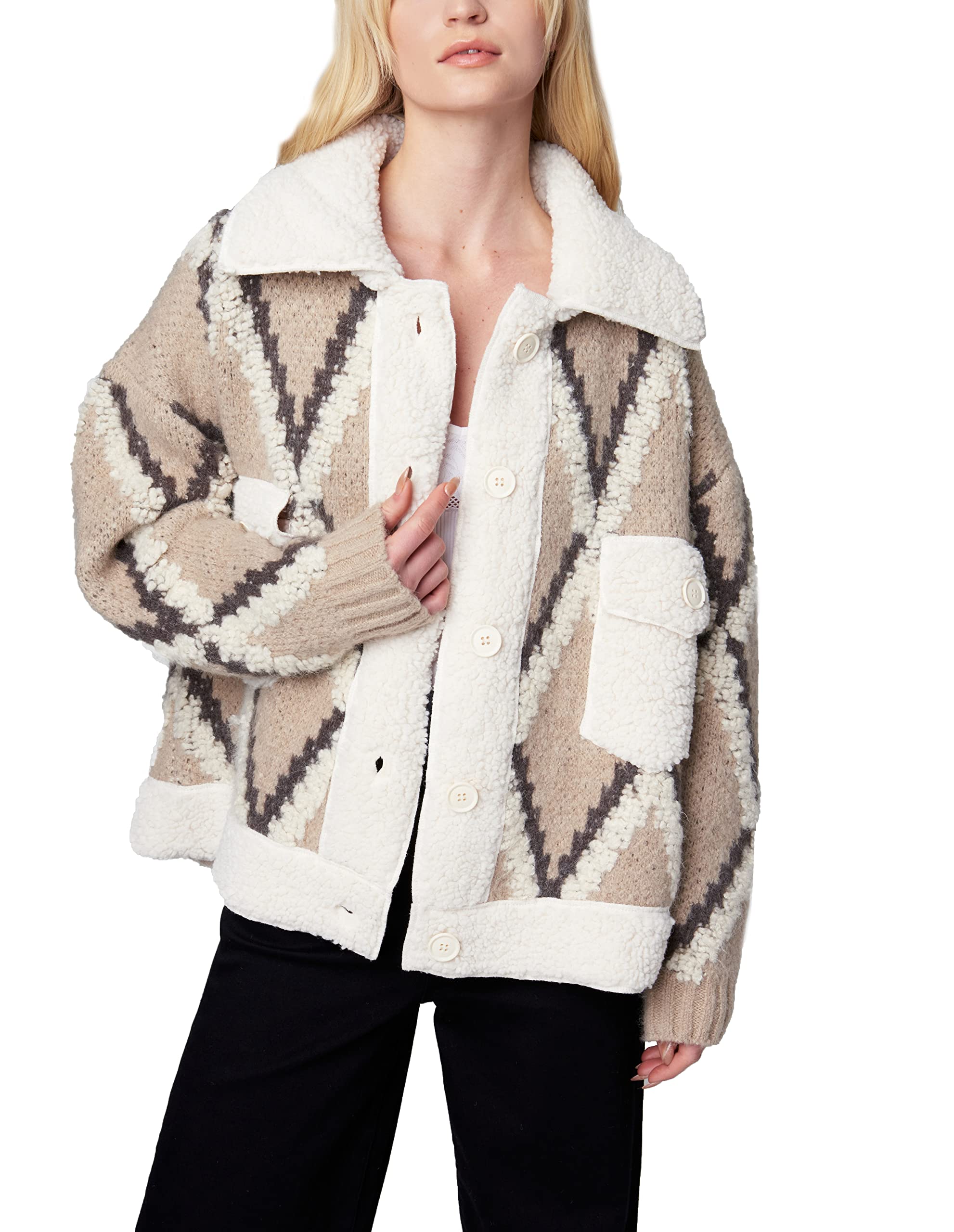 BLANKNYC Womens Oversized Sherpa Sweater