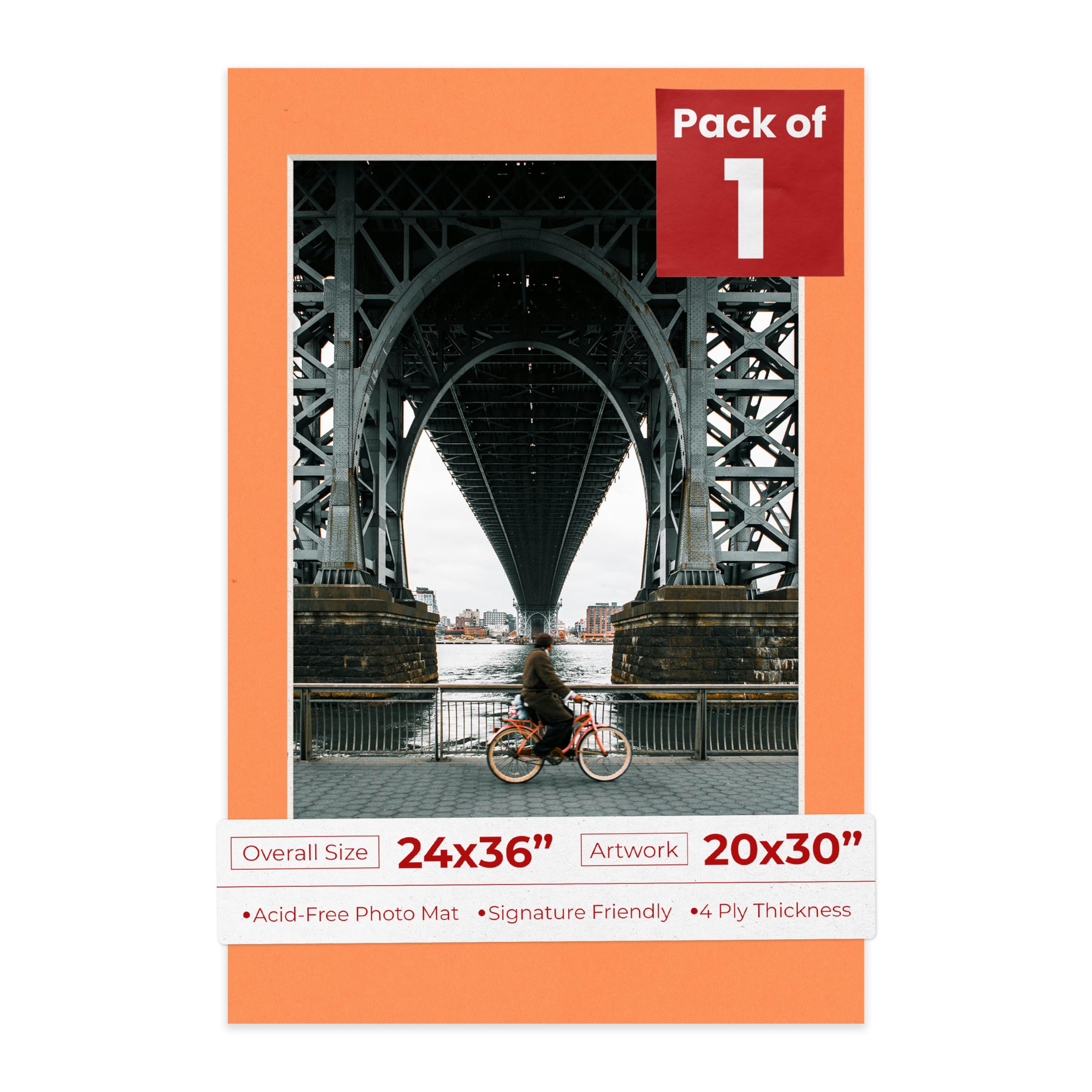 20x30 Mat for 24x36 Frame - Precut Mat Board Acid-Free Orange 20x30 Photo Matte Made to Fit a 24x36 Picture Frame, Premium Matboard for Family Photos, Show Kits, Art, Picture Framing, Pack of 1 Mat-image-18