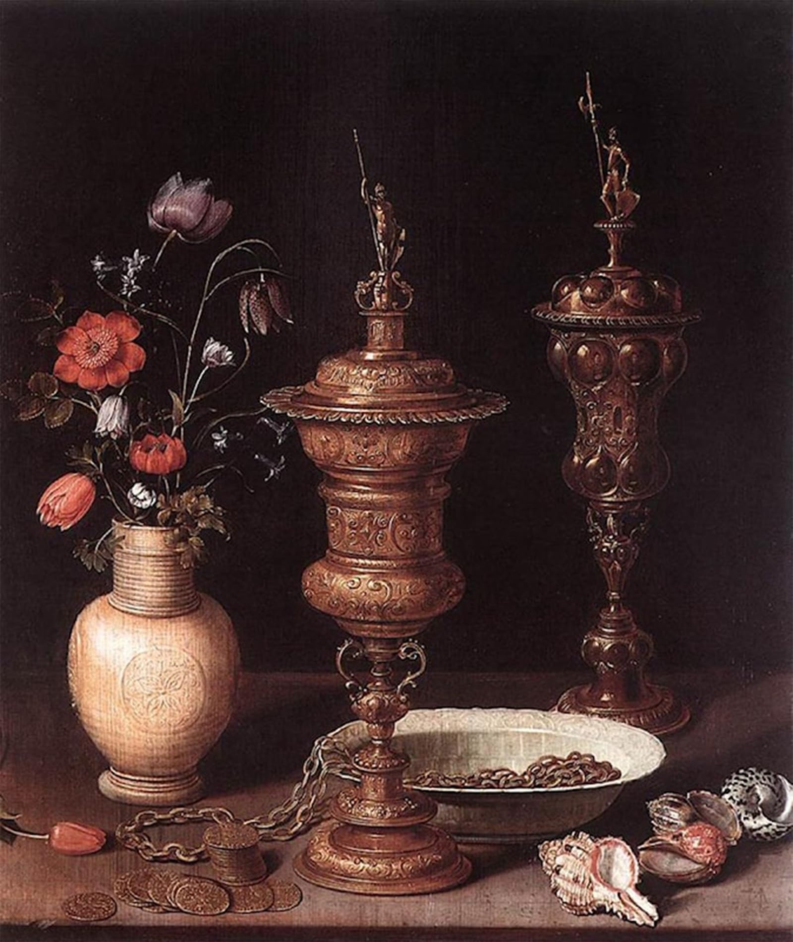 SERENDIPITP Retro Picture Poster Wall Art Pictures Painting Still-life with Flowers and Goblets by Clara Peeters Wall Art Canvas Print for Wall Decor 60x90cm