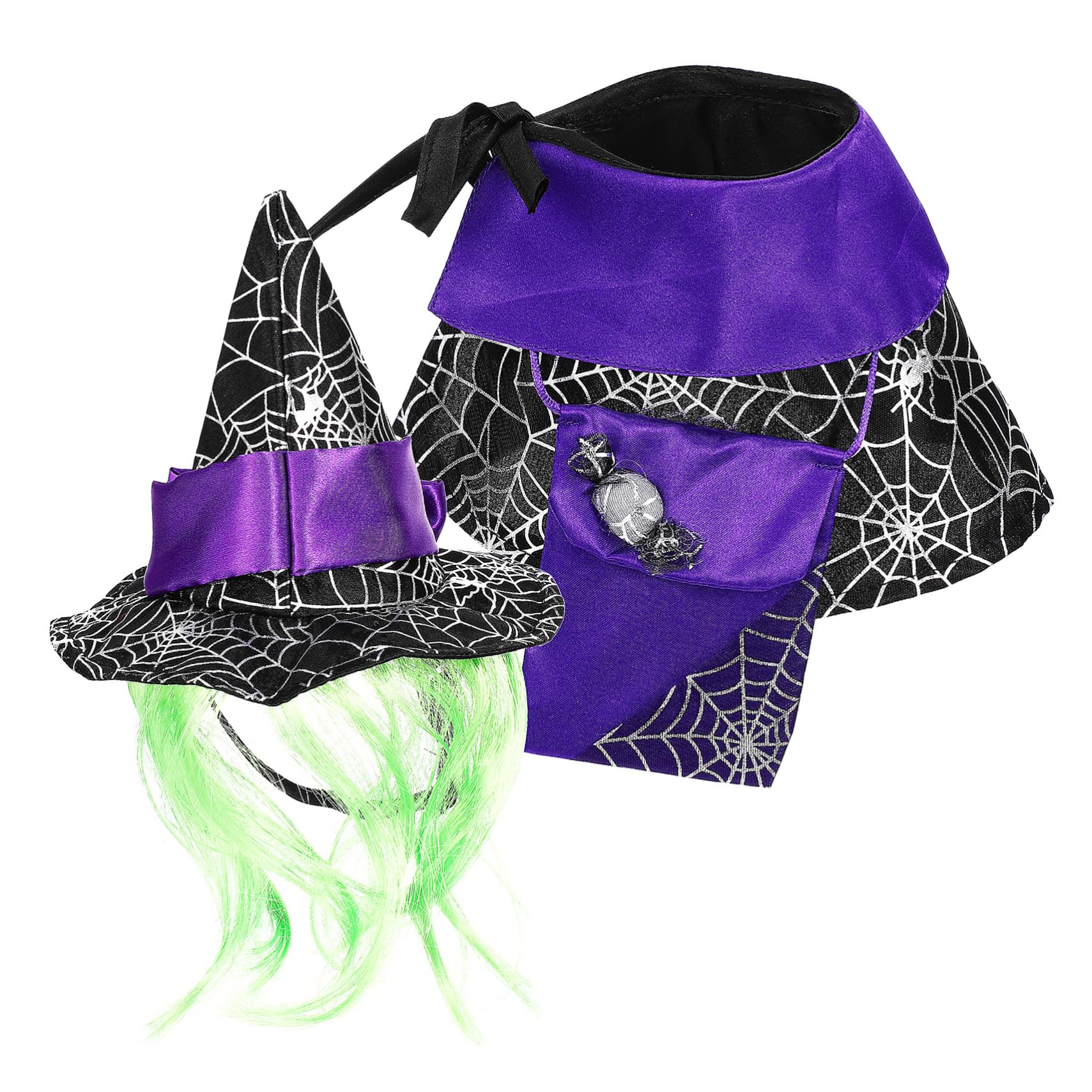 MERRYHAPY 1 Juego Capa De Gato De Halloween Sombrero De Mago Gato Suministros para Mascotas De Halloween Disfraz De Gatito Traje De Cosplay De Gato Disfraz De Mago Gato Violet Satín