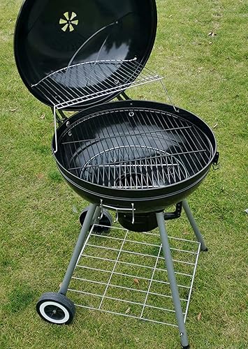 Miniatura 3 de SENYANPAi - Parrilla portátil de carbón de 22 pulgadas con soportes de acero inoxidable y dos ruedas, parrilla ahumada, parrilla de carbón para