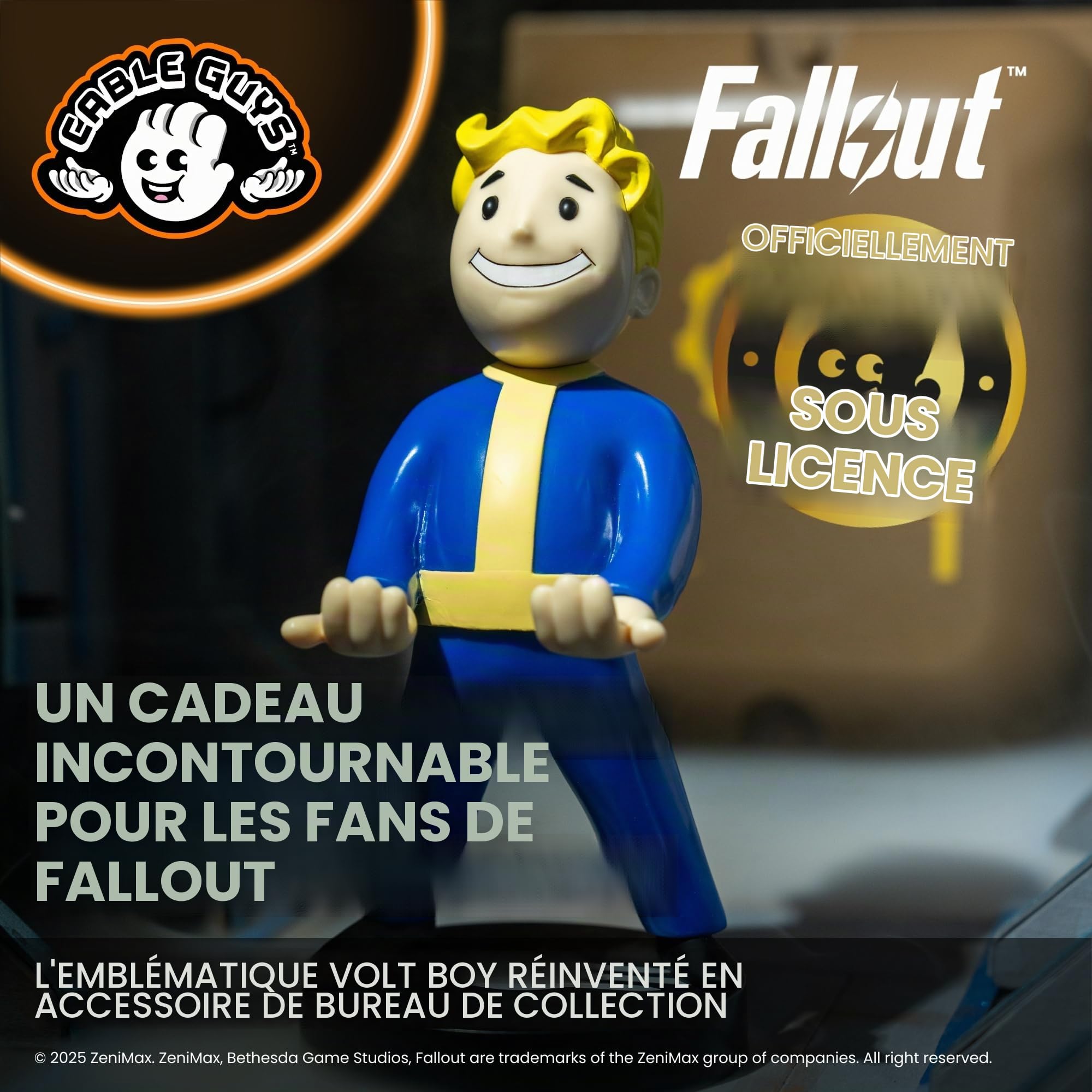Cableguys Fallout Vault Boy Support Manette et Porte Telephone - Gaming Accessoire et Figurine pour Bureau et Gamer Setup, Compatible avec Xbox, PlayStation et la Plupart des Manettes