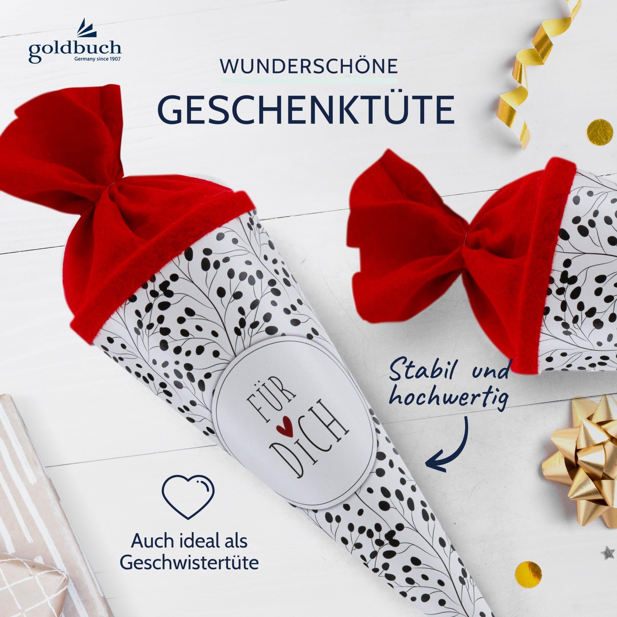 Goldbuch Sacchetto da Scuola 93 213 con Fiori Selvatici Bianco Zucchero 35 cm Diametro 11,5