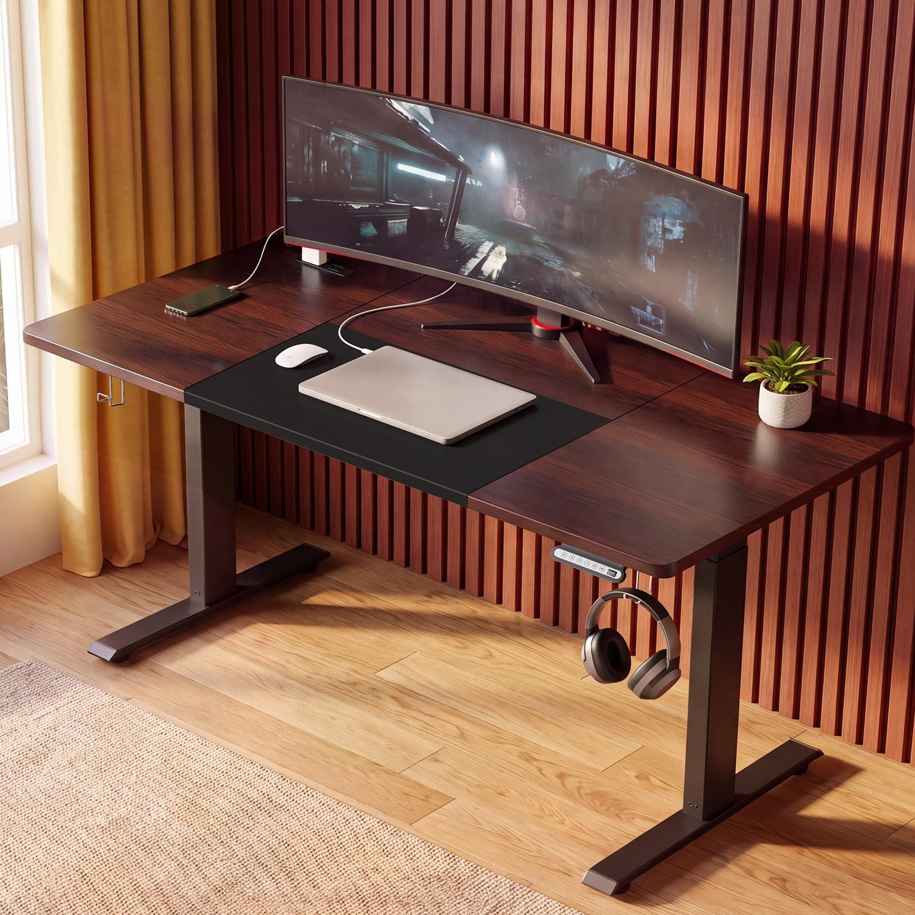 Amazon.co.jp: COMHOMA 電動昇降ゲーミングデスク 昇降範囲44-70cm
