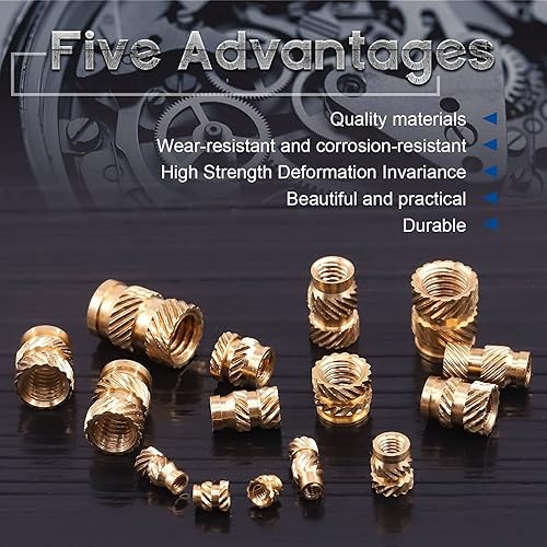Miniatura 4 de Glarks 110 Uds. M2 M3 M4 M5 M6 Rosca hembra Tuercas moleteadas Latón Roscado Inserto Kit Surtido de tuercas para impresora 3D
