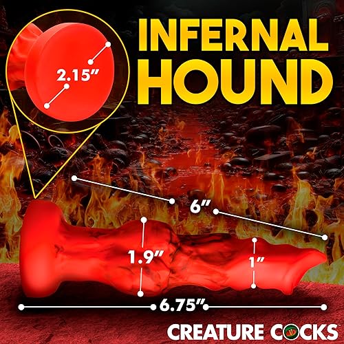 Miniatura 4 de CREATURE COCKS Consolador de silicona Fire Hound para hombres, mujeres y parejas. Consolador de fantasía, base de ventosa Stong. Compatible con