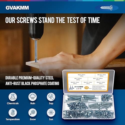 Miniatura 9 de 0.75 libras (265 piezas), tornillo Tek autoperforante con cabeza Phillips de 8 x 12 pulgadas, cabeza de truss modificada y cabeza de oblea tornillos