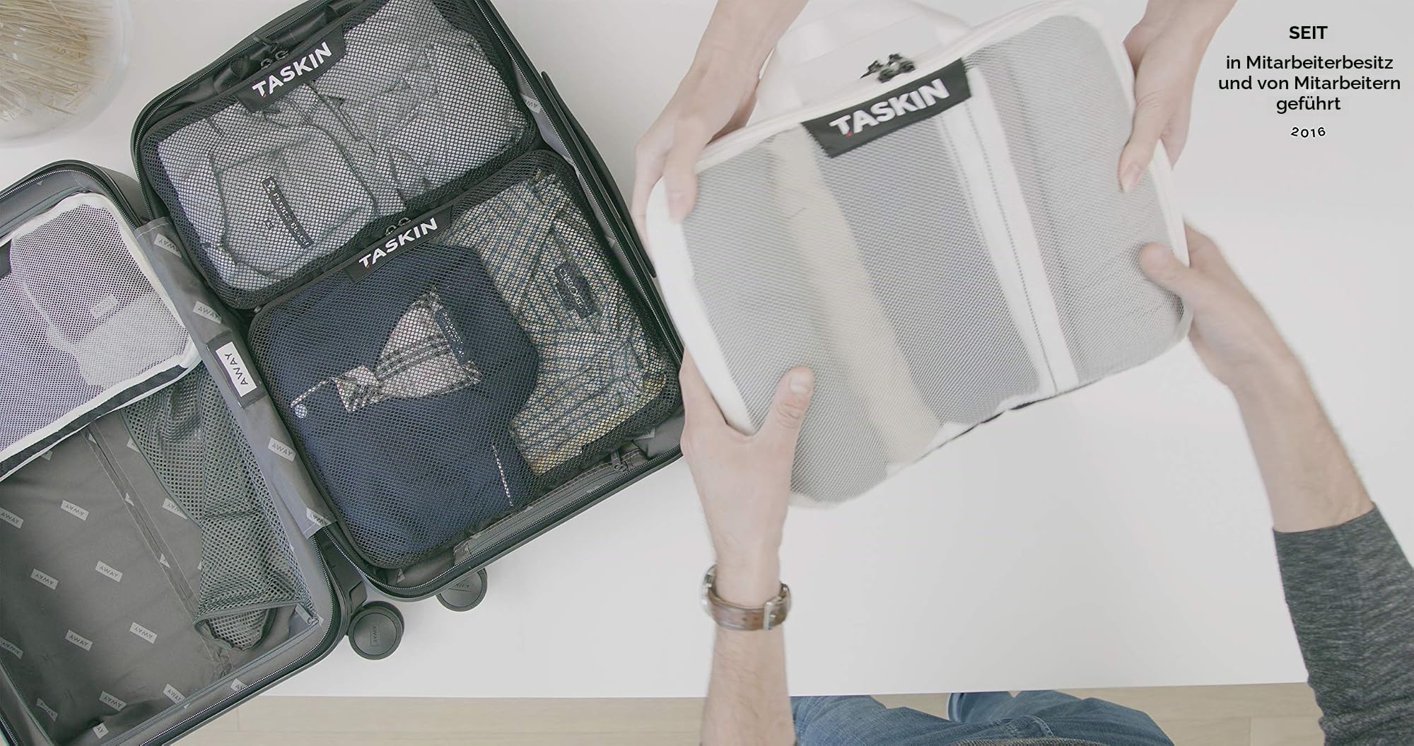 Kompressions-Verpackungswürfel | Dreifach-Reißverschluss | separate saubere und schmutzige Fächer mit flexiblen Trennwänden | YKK-Reißverschlüsse