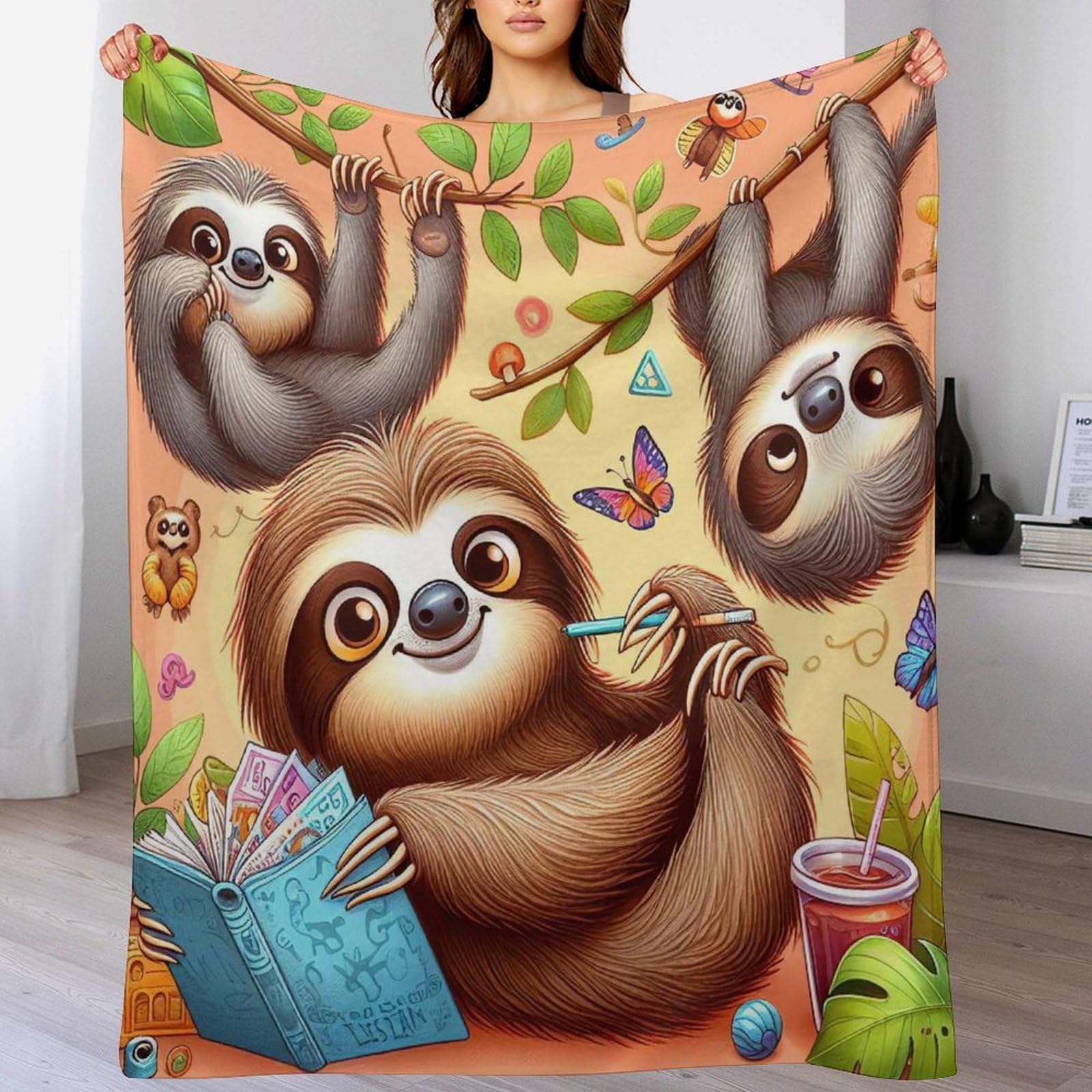 Couverture paresseux mignon pour soirée cocooning sur canapé