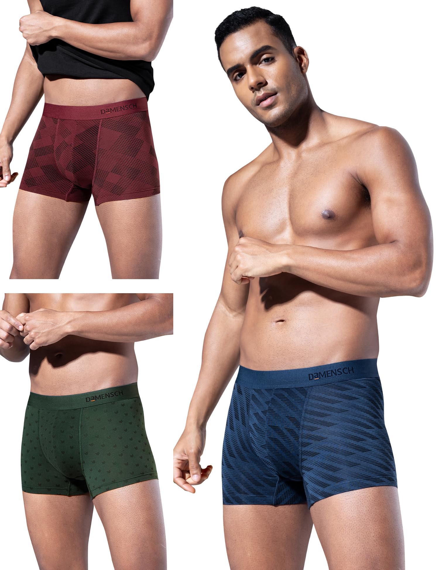 Sponsored Ad - Modal Regular Fit Printed Trunk Underwear Anti-Bacterial Moisture Wicking Breathable Microfibre Waistband Comfortable Deo-Soft Trunks for Men