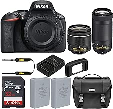 Nikon D5600 DSLR Camera with 18-55mm and 70-300mm Lenses Sandisk 32GB Memory Card Nikon Case Spare Battery Bundle Nikon D5600 DSLR Camera with 18-55mm and 70-300mm Lenses Sandisk 32GB Memory Card Nikon Case Spare Battery Bundle