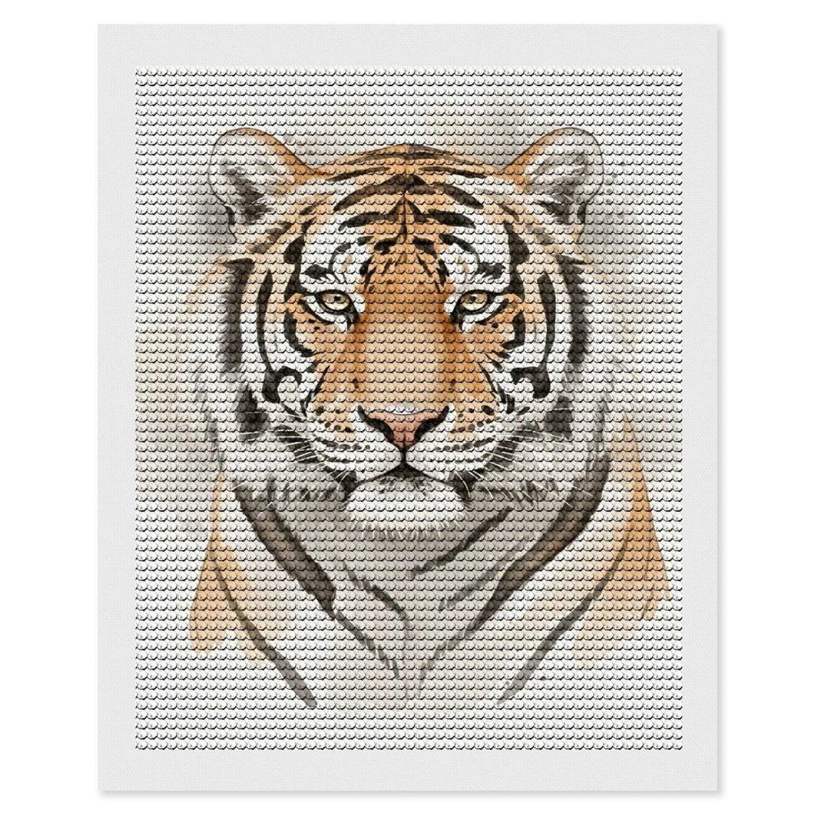 Junmoney Watercolor Tiger Portrait Diamond Art Canvas 16"x20", for Creative Relaxation, Simple to Start, Aesthetic Room Decor, Holiday Gift Idea