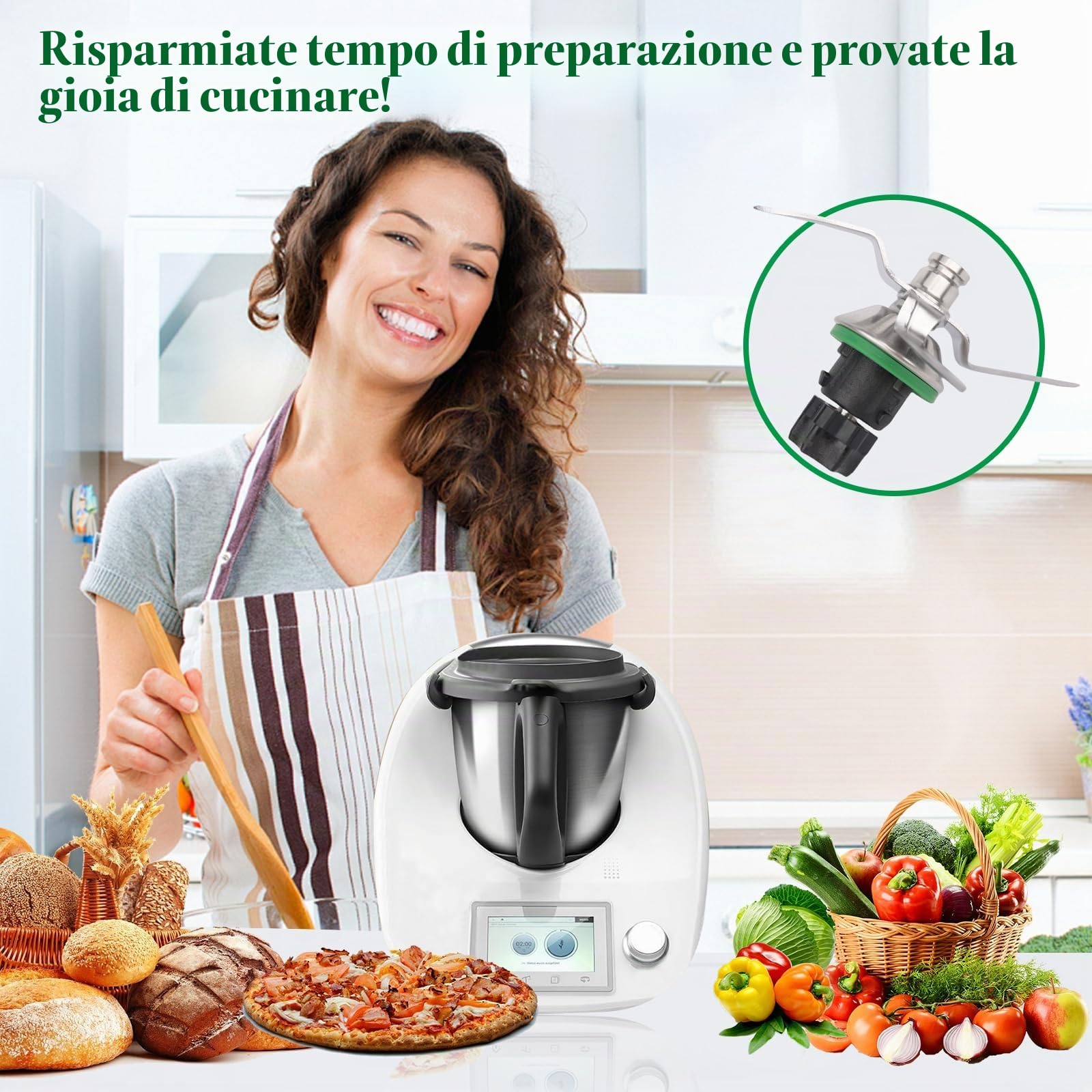 Gruppo Coltelli di Ricambio per Vorwerk Thermomix Bimby TM6 TM7 TM5 - Gruppo Lame Bimby TM6 TM5 in Acciaio Inox SUS420 - Lama per Ricambi Bimby TM6 TM5 - Accessori per Thermomix TM5/TM6/TM7