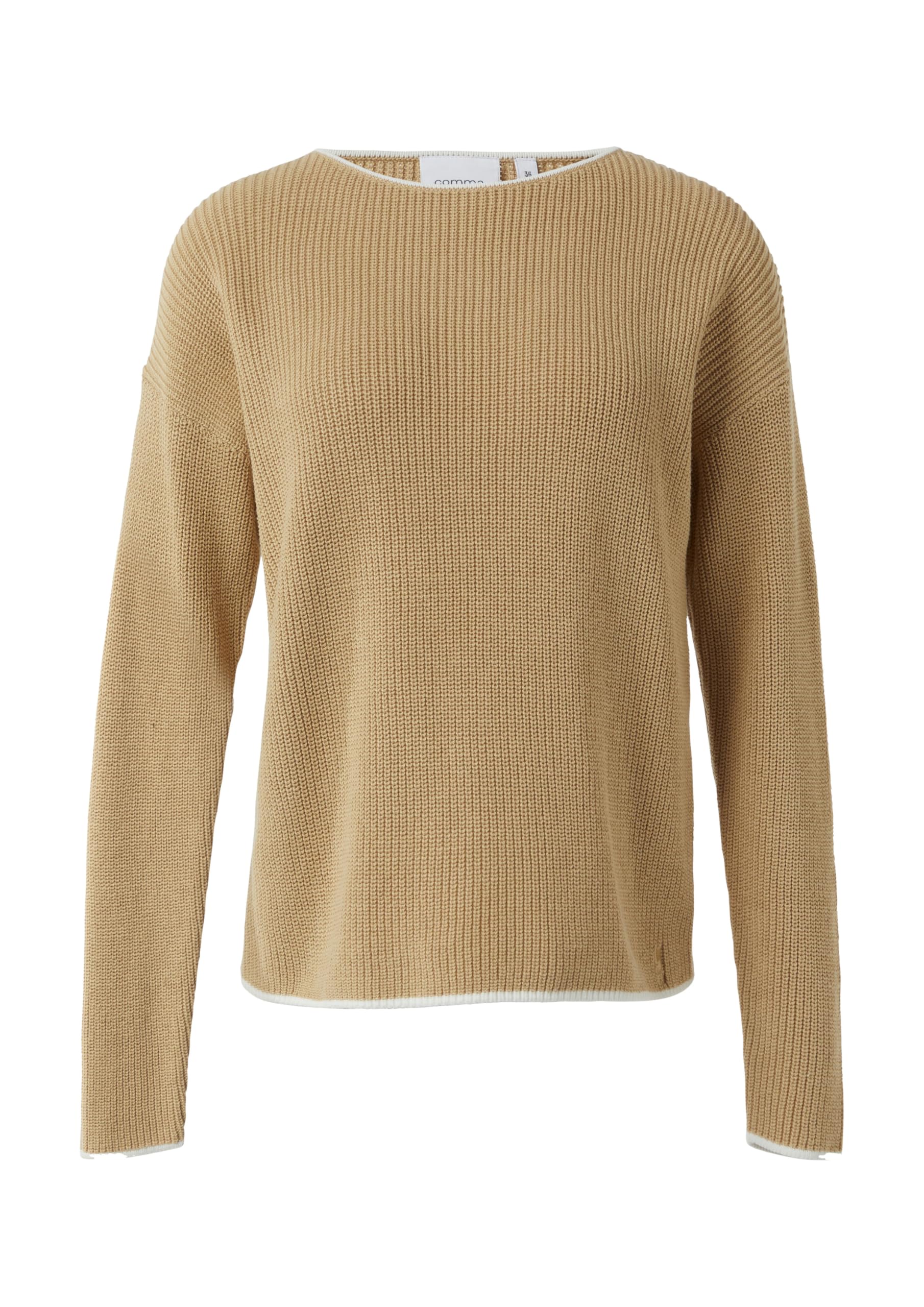 Comma Strickpullover aus Baumwolle mit überschnittenen Schultern