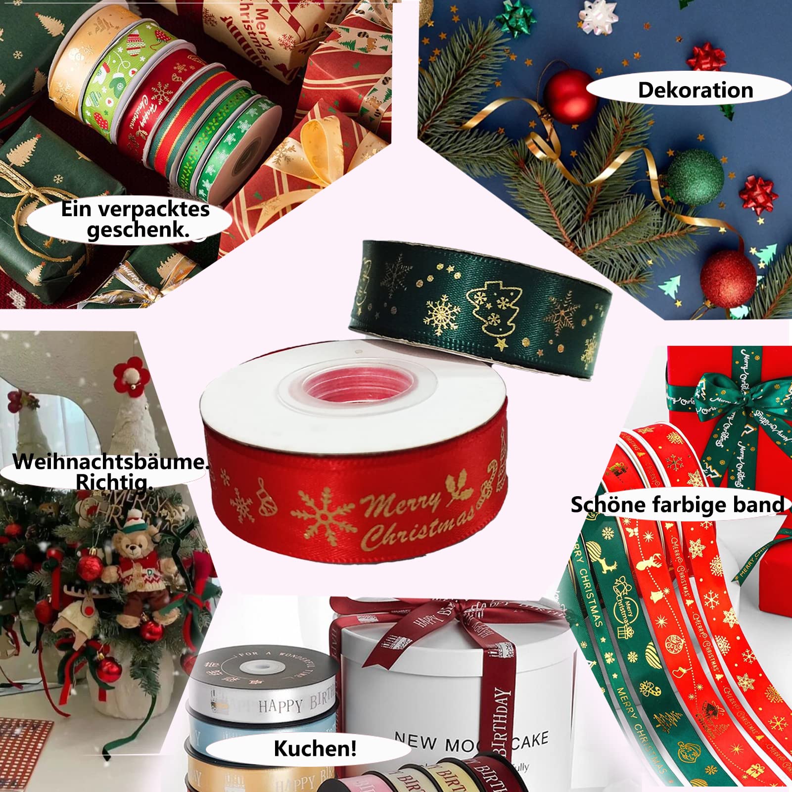 Dark Green Satin Ribbon 1-1/2 Inch X 25 Yards Forest Christmas Wreaths Bows - View #10