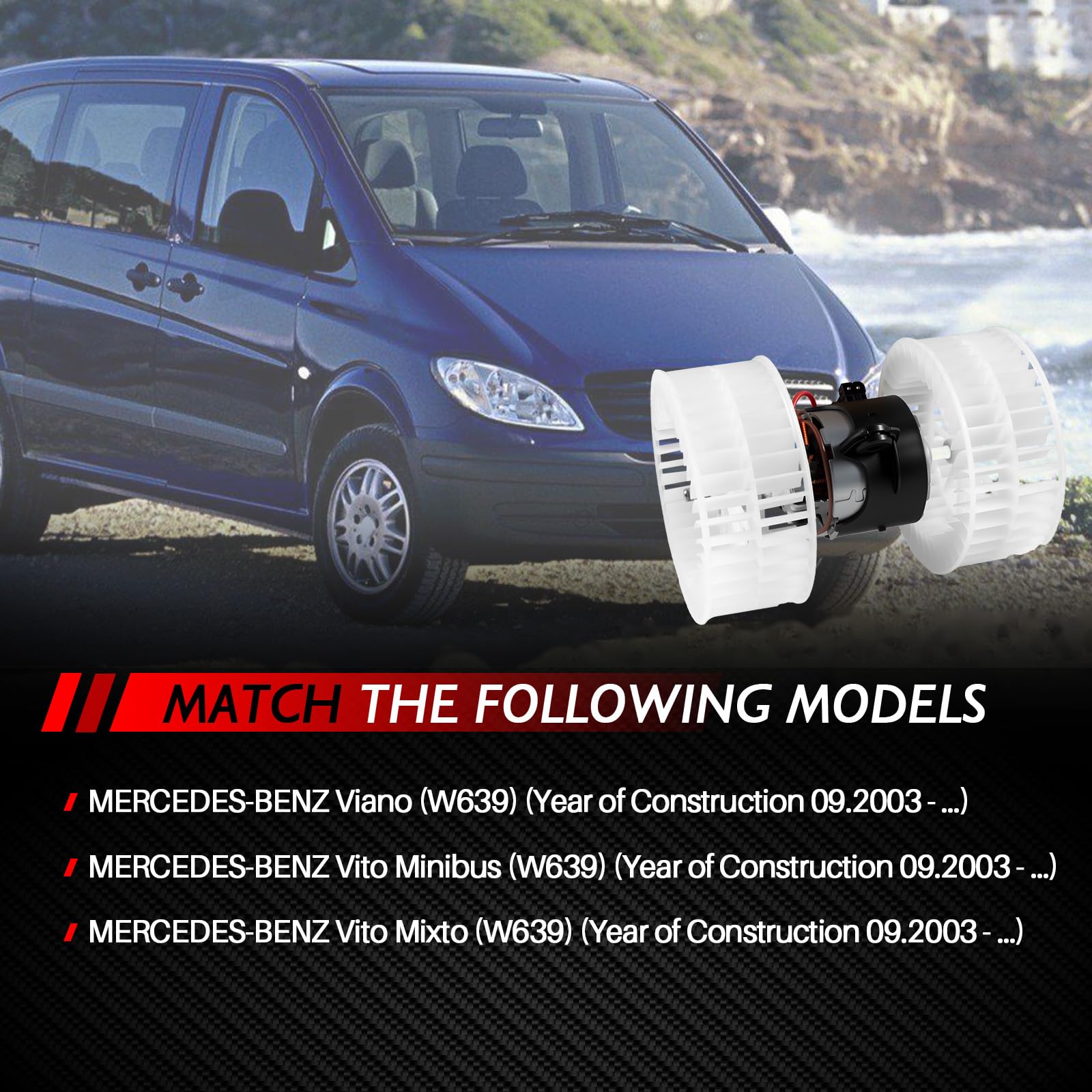 Motor de ventilador de calefacción de repuesto para Viano Vito Minibus Vito Mixto W639 accesorio de coche # A0008358304 0008358304 069412307010