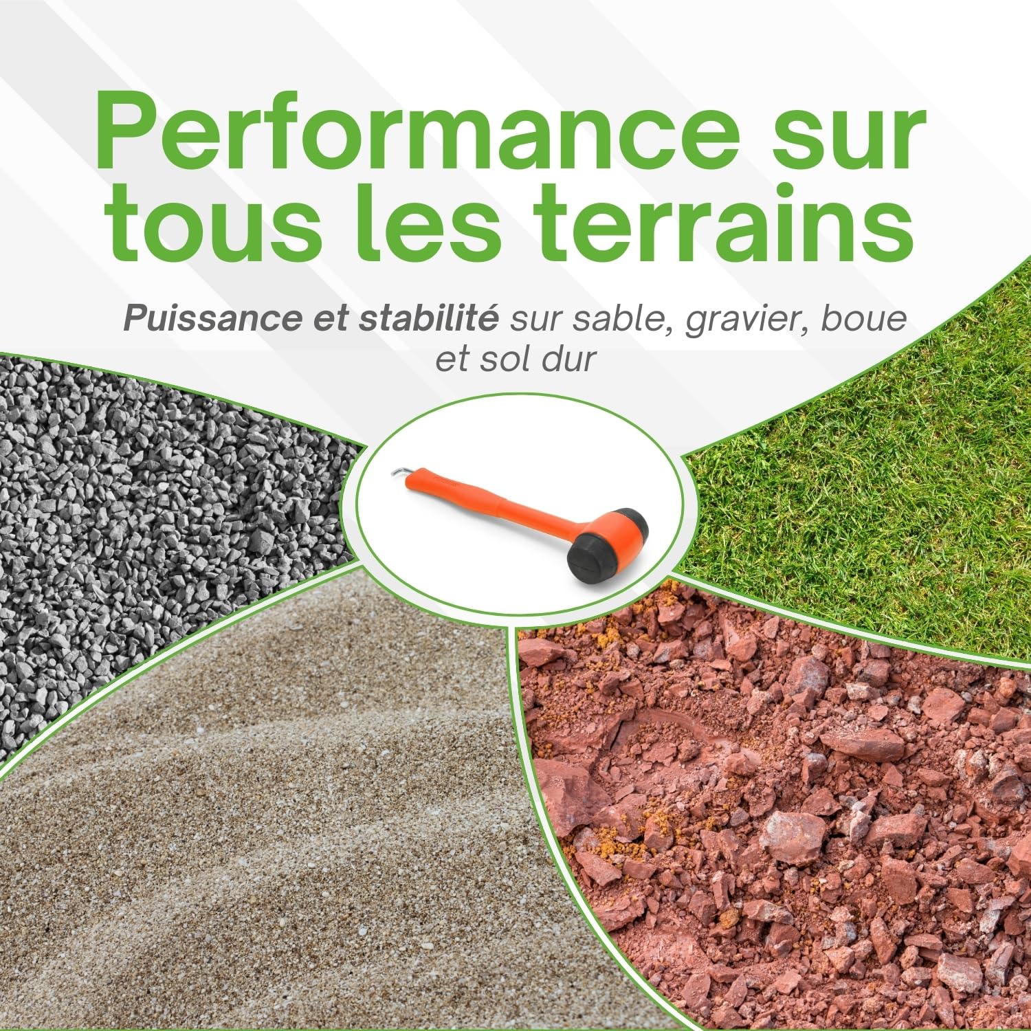 MOSCATELLI - Maillet de Camping Polyvalent, Robuste et Ergonomique avec Crochet pour extraire Sardine et Piquets - Orange